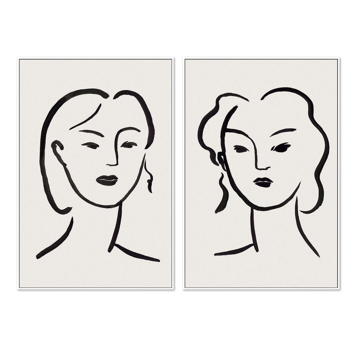 wall-art-print-canvas-poster-framed-Figurative Face, Style A & B, Set Of 2-5