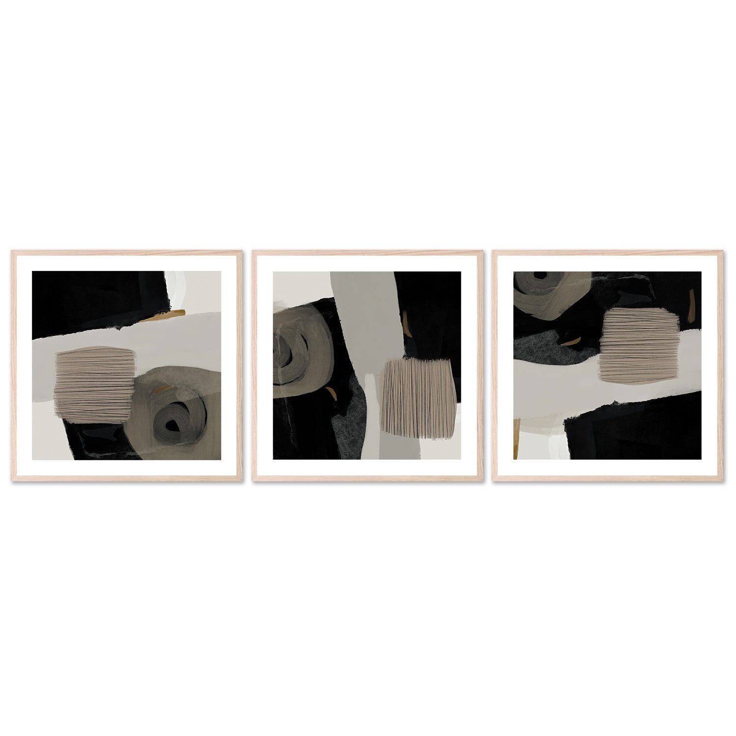 wall-art-print-canvas-poster-framed-Fine Textures, Style A, B & C, Set Of 3 , By Rohan Sharma-6