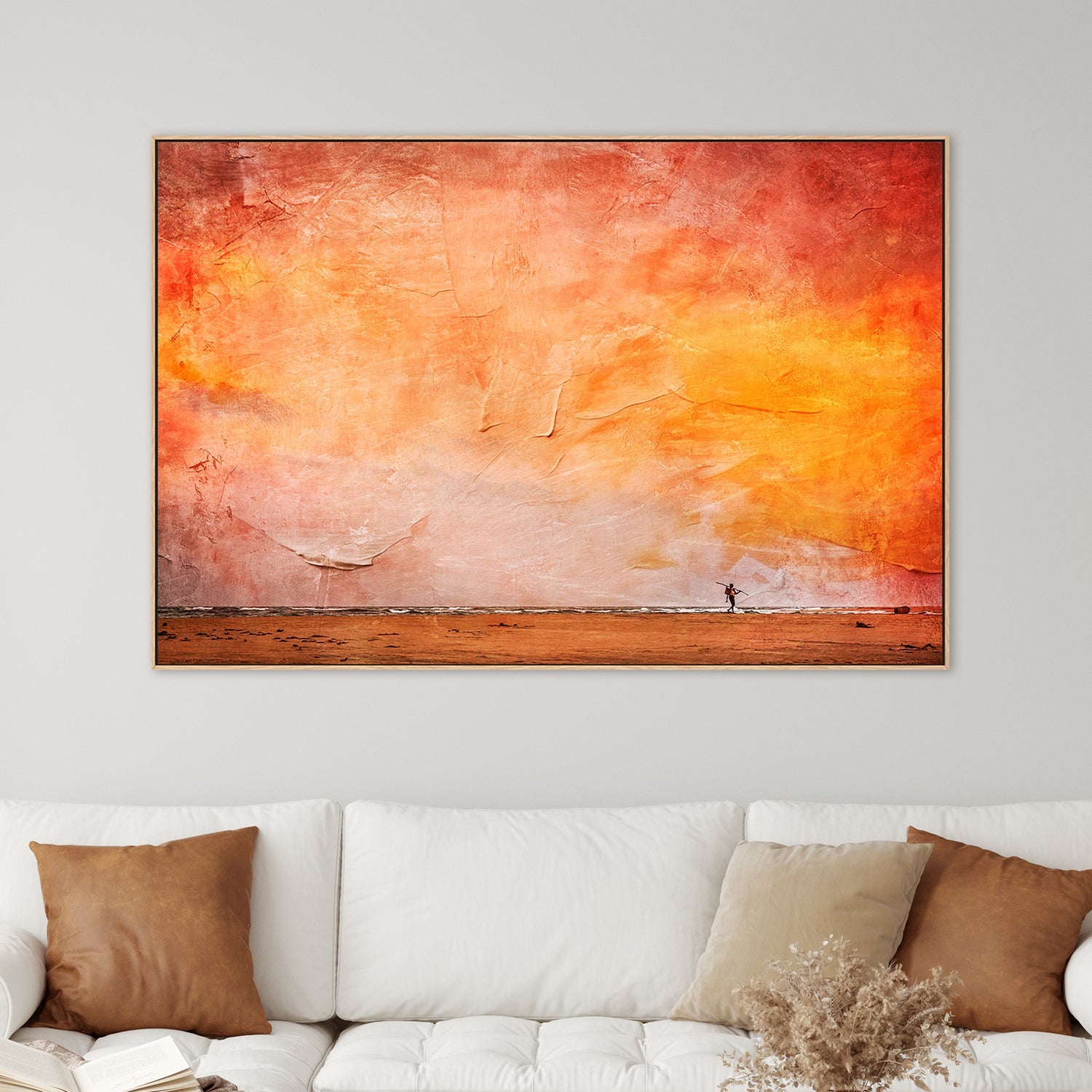 wall-art-print-canvas-poster-framed-Fisherman Walking Home Against a Painted Sunset Sky, Roving , By Andrew Paranavitana-3