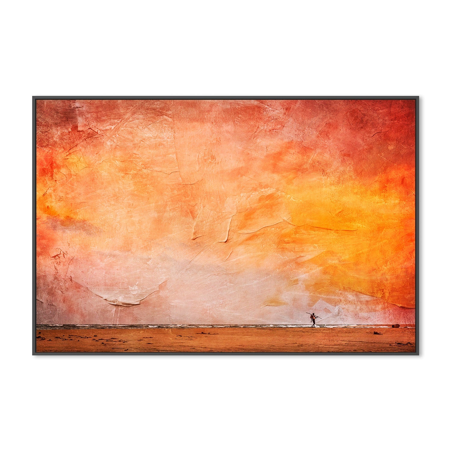 wall-art-print-canvas-poster-framed-Fisherman Walking Home Against a Painted Sunset Sky, Roving , By Andrew Paranavitana-4