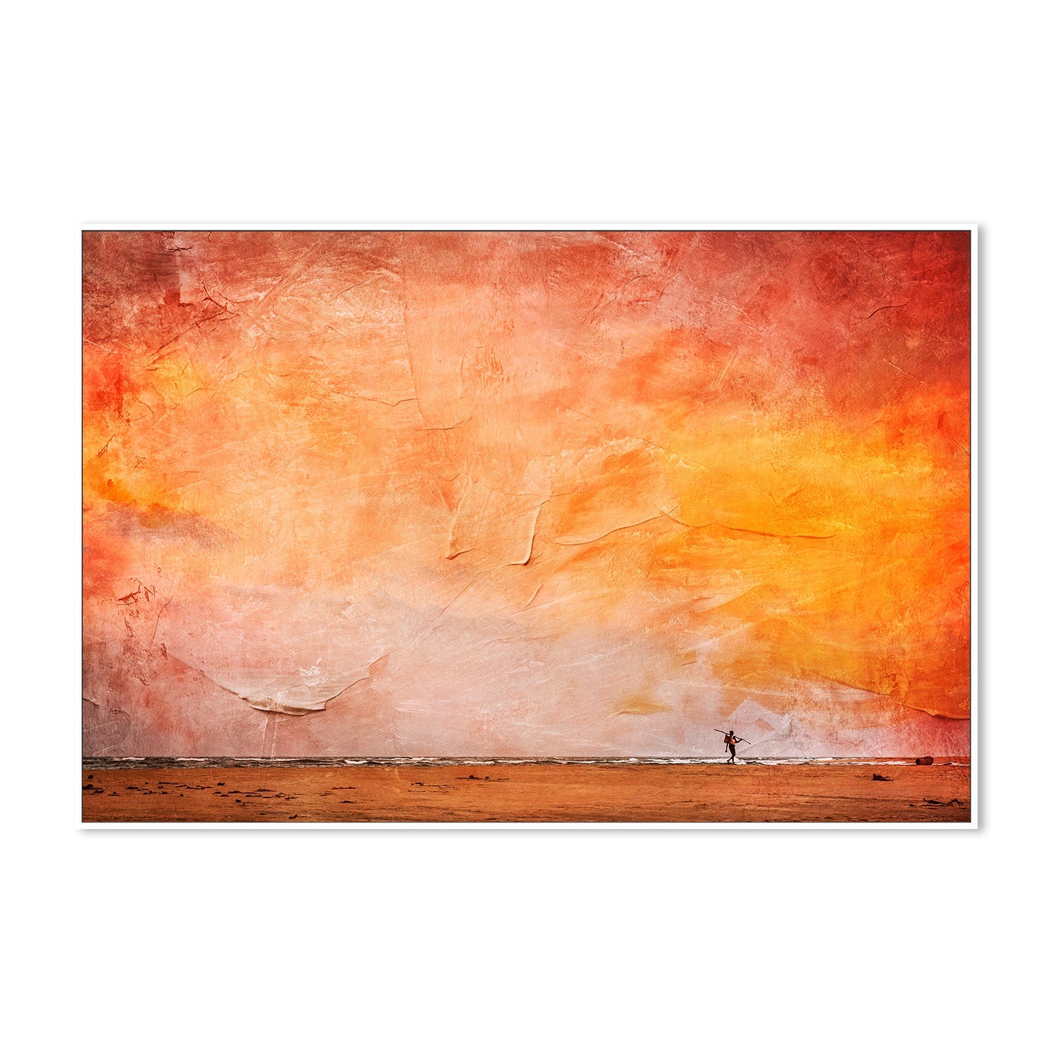 wall-art-print-canvas-poster-framed-Fisherman Walking Home Against a Painted Sunset Sky, Roving , By Andrew Paranavitana-6
