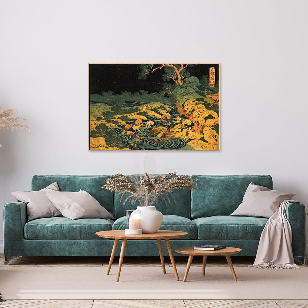 wall-art-print-canvas-poster-framed-Fishing by Torchlight in Kai Province, from Oceans of Wisdom-by-Katsushika Hokusai-Gioia Wall Art