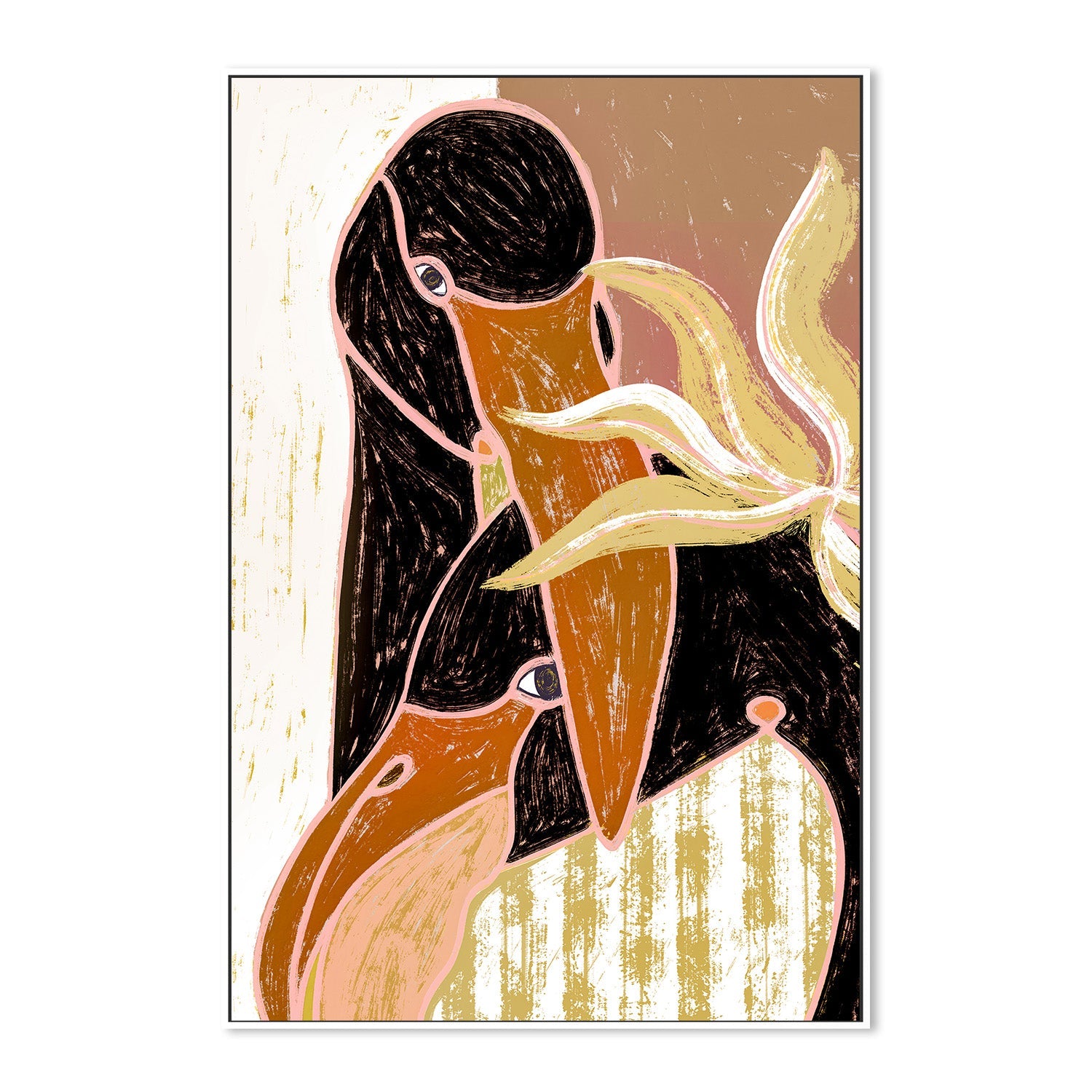 wall-art-print-canvas-poster-framed-Flamingo Harp Duet-5