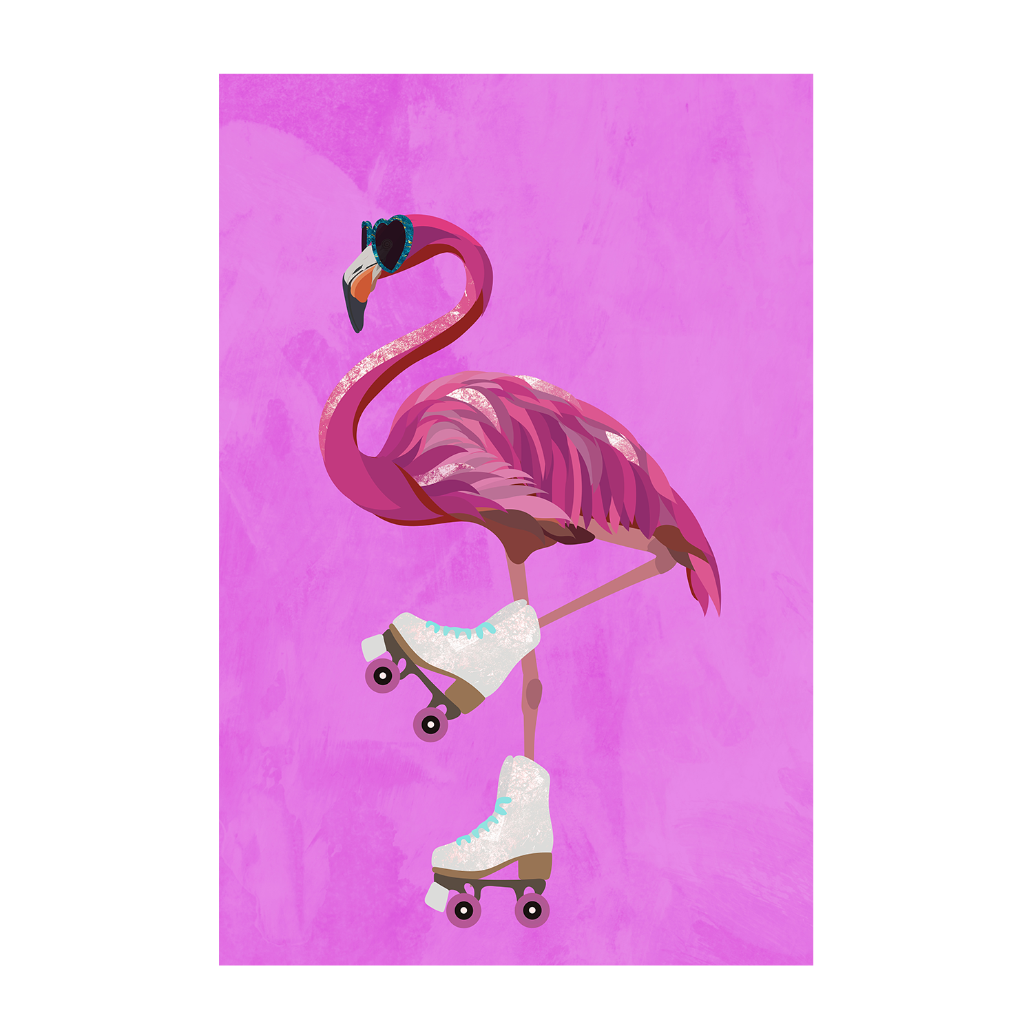 wall-art-print-canvas-poster-framed-Flamingo Rollerskating , By Sarah Manovski-1
