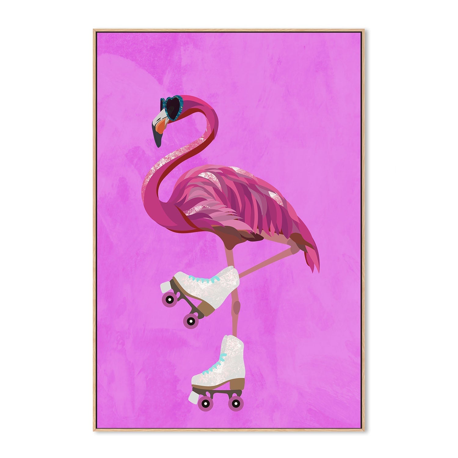 wall-art-print-canvas-poster-framed-Flamingo Rollerskating , By Sarah Manovski-4