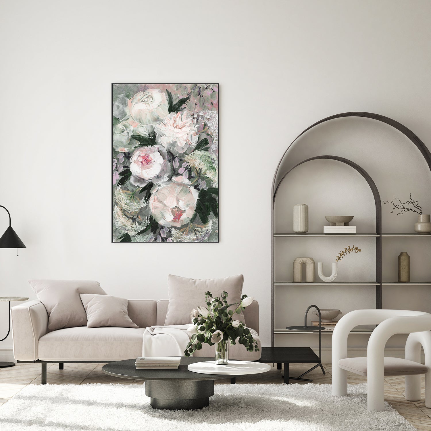 wall-art-print-canvas-poster-framed-Floral Composition With White And Pink Flowers-7