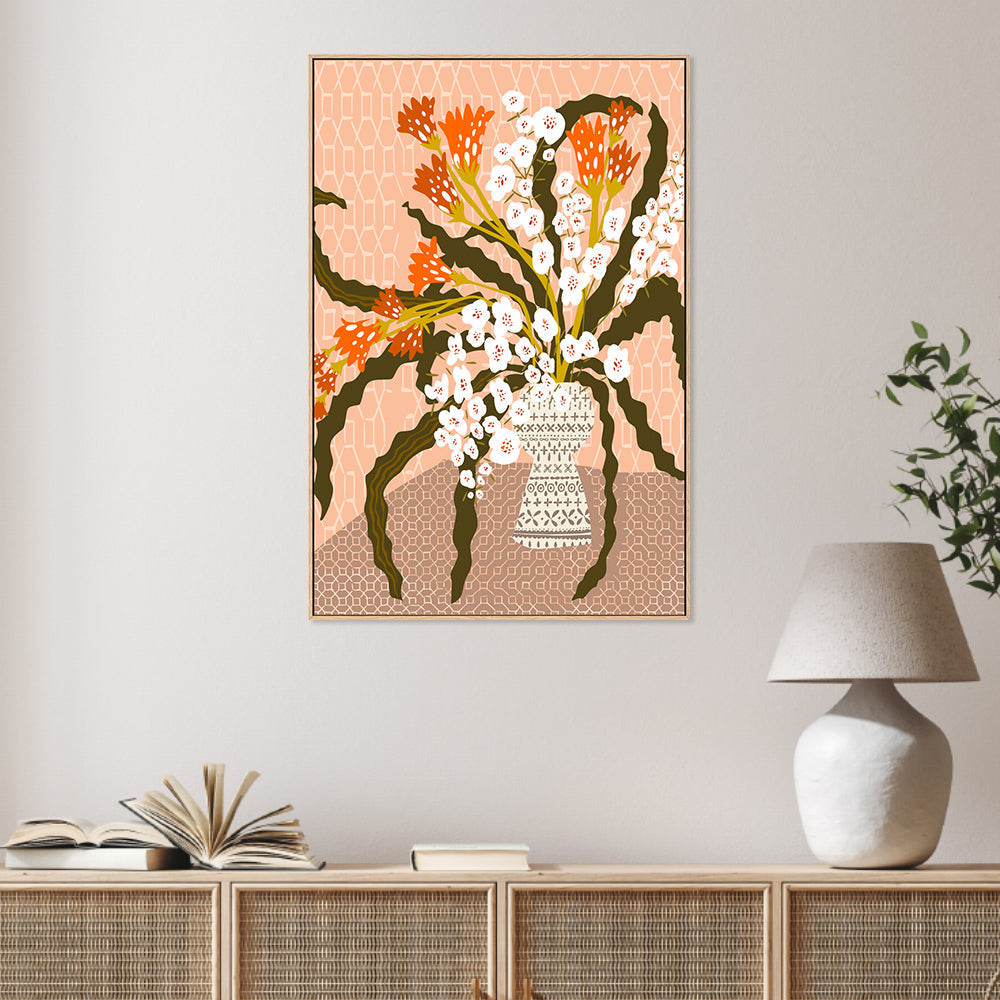 wall-art-print-canvas-poster-framed-Floral Contemporary Still Life Peach Fuzz-2