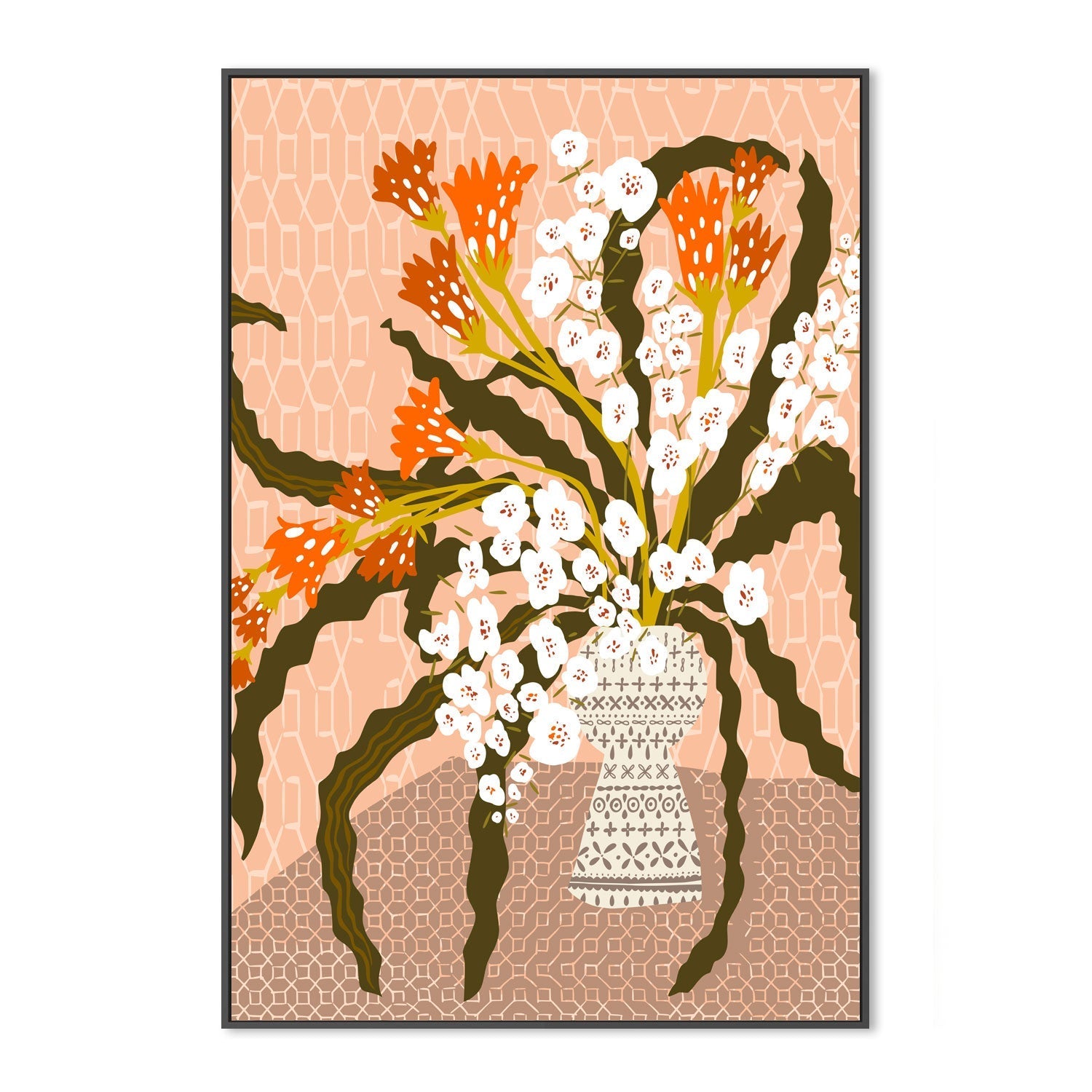 wall-art-print-canvas-poster-framed-Floral Contemporary Still Life Peach Fuzz-3