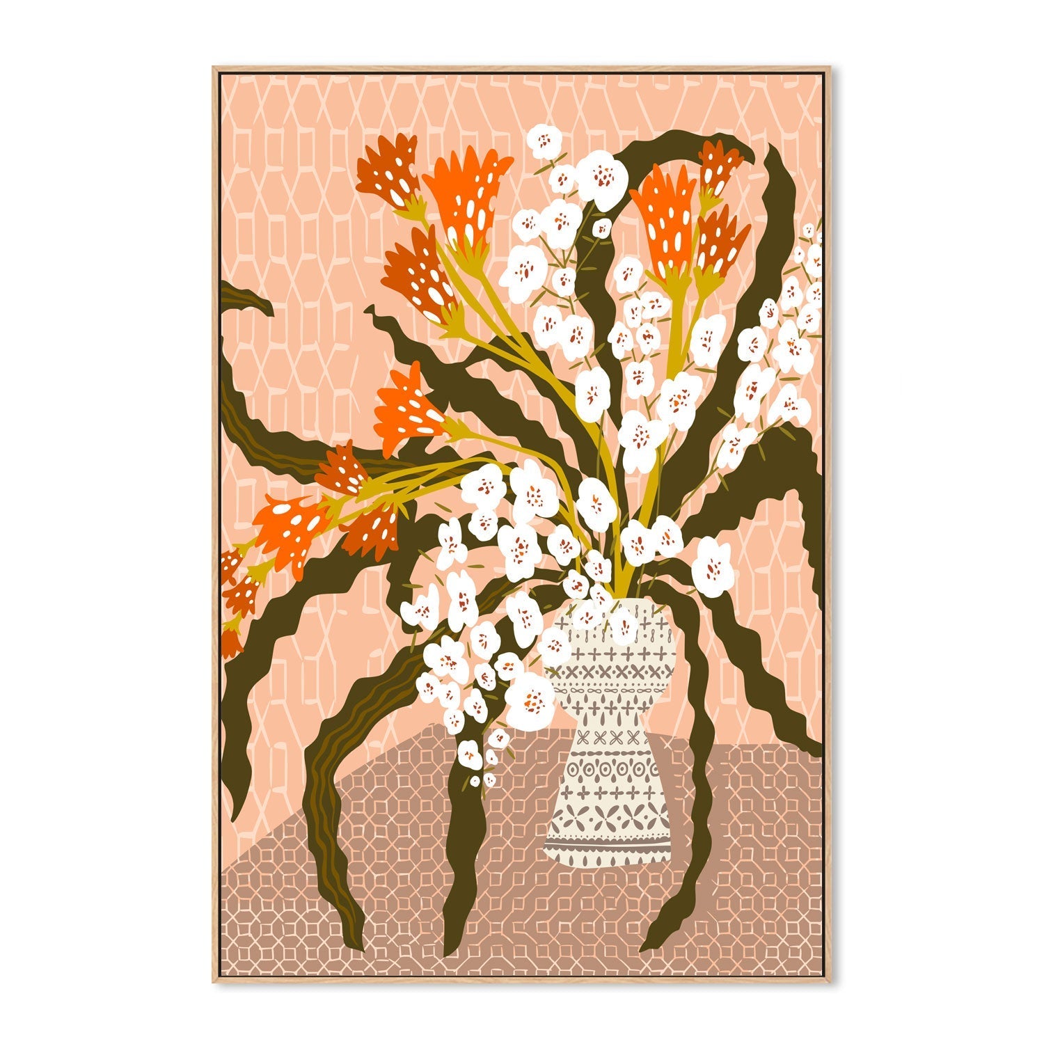 wall-art-print-canvas-poster-framed-Floral Contemporary Still Life Peach Fuzz-4