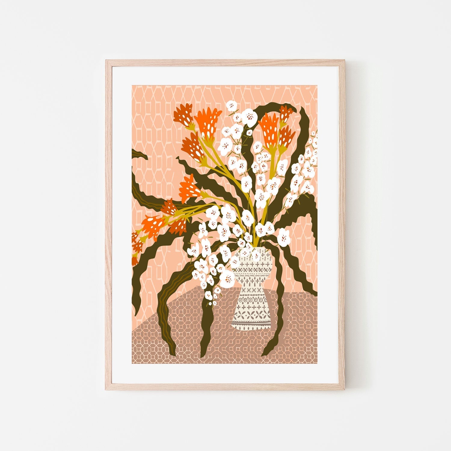 wall-art-print-canvas-poster-framed-Floral Contemporary Still Life Peach Fuzz-6