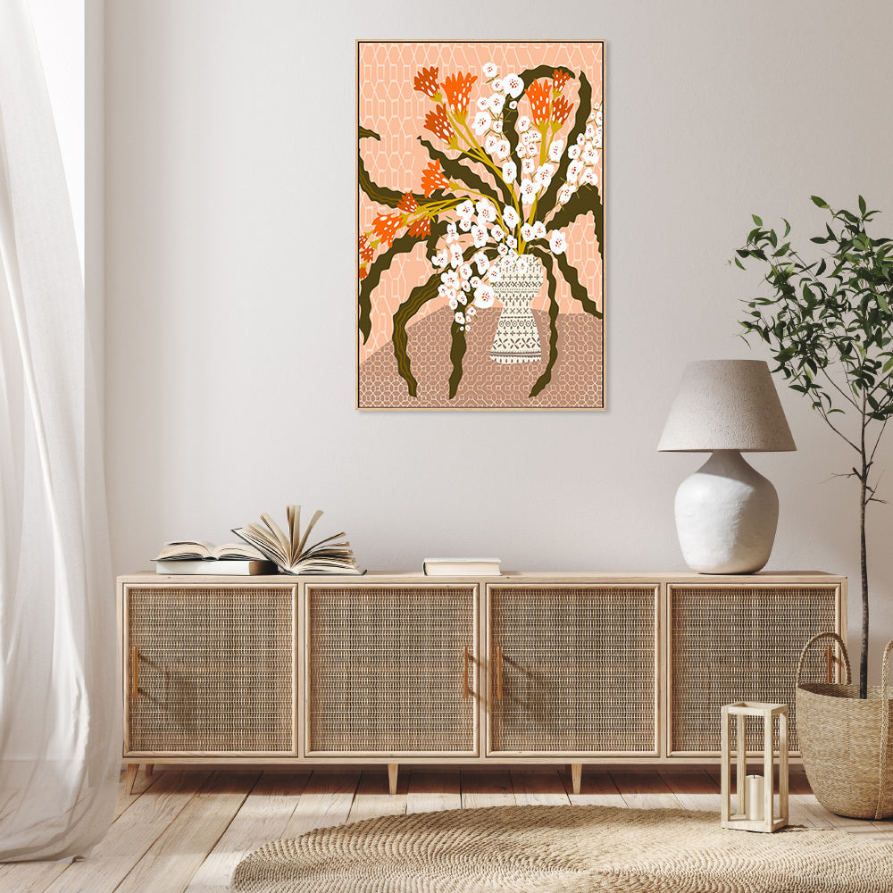 wall-art-print-canvas-poster-framed-Floral Contemporary Still Life Peach Fuzz-7