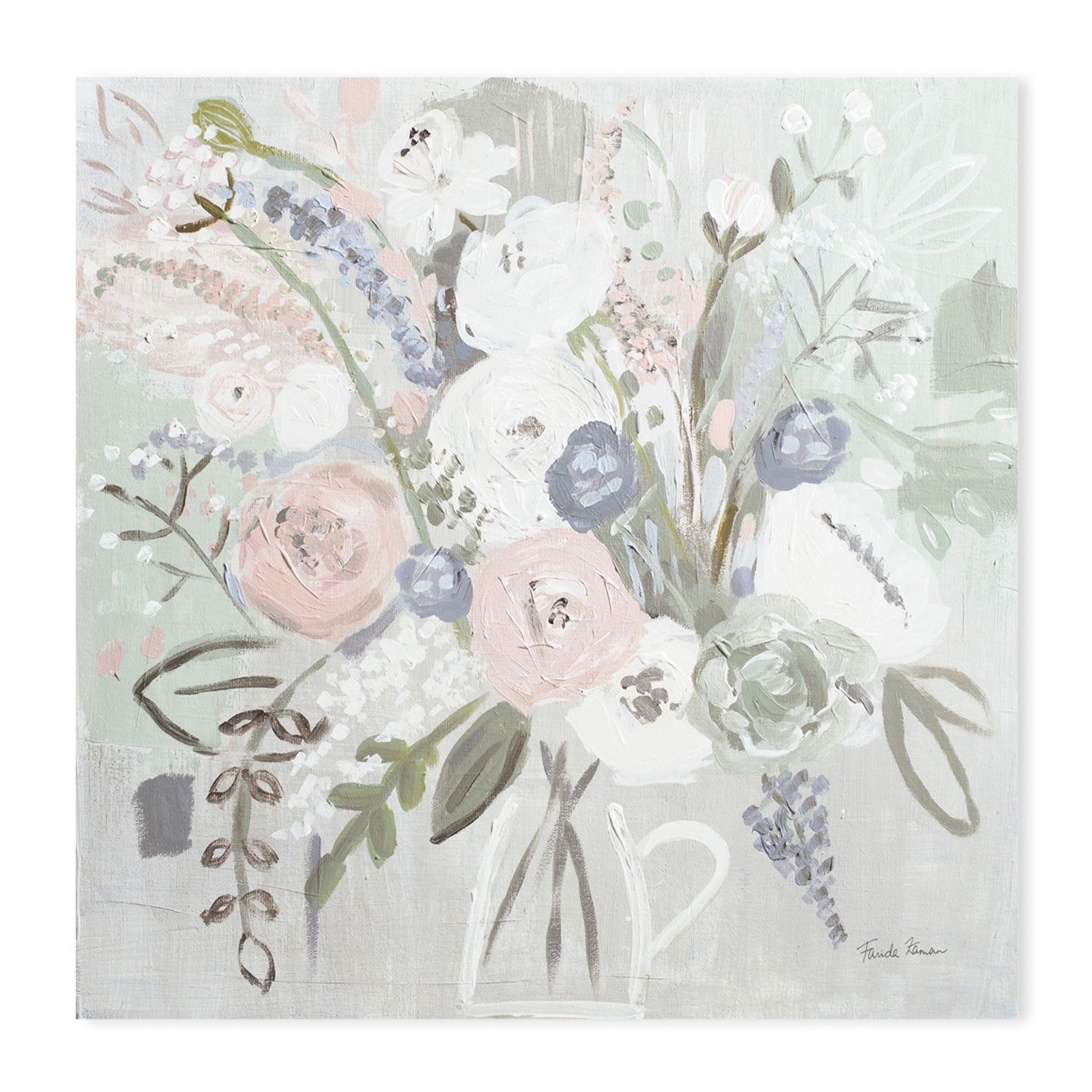wall-art-print-canvas-poster-framed-Floral Elegance Bleached , By Farida Zaman-GIOIA-WALL-ART