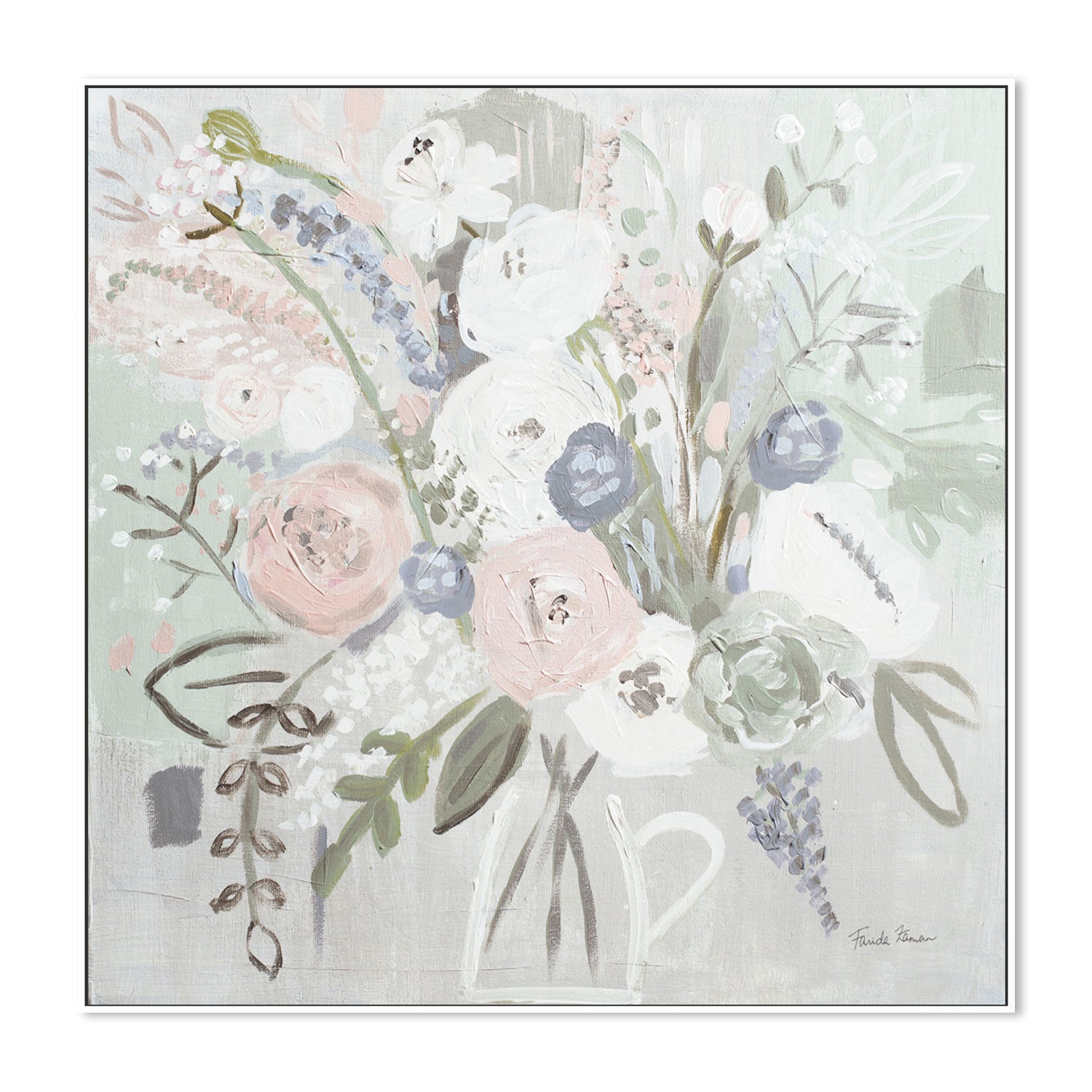 wall-art-print-canvas-poster-framed-Floral Elegance Bleached , By Farida Zaman-GIOIA-WALL-ART