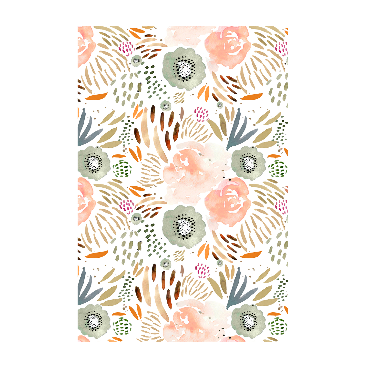wall-art-print-canvas-poster-framed-Floral Peach and Orange , By Leah Straatsma-1