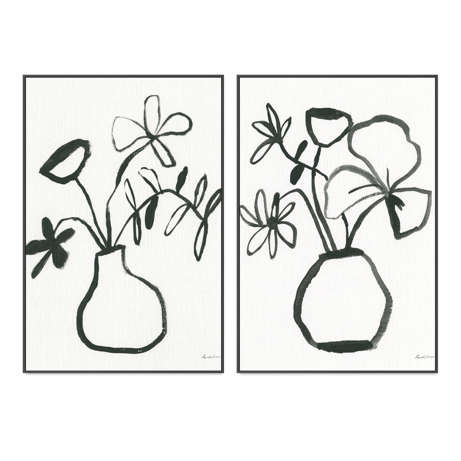 wall-art-print-canvas-poster-framed-Floral Sketch, Set of 2-by-Pamela Munger-Gioia Wall Art