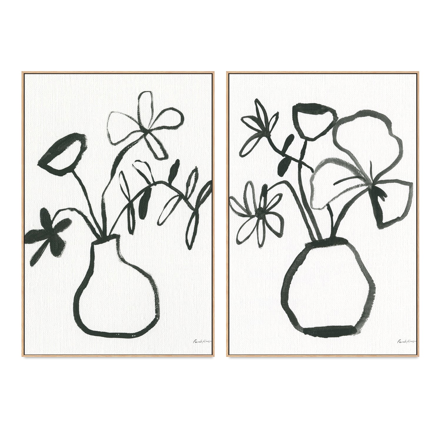wall-art-print-canvas-poster-framed-Floral Sketch, Set of 2-by-Pamela Munger-Gioia Wall Art