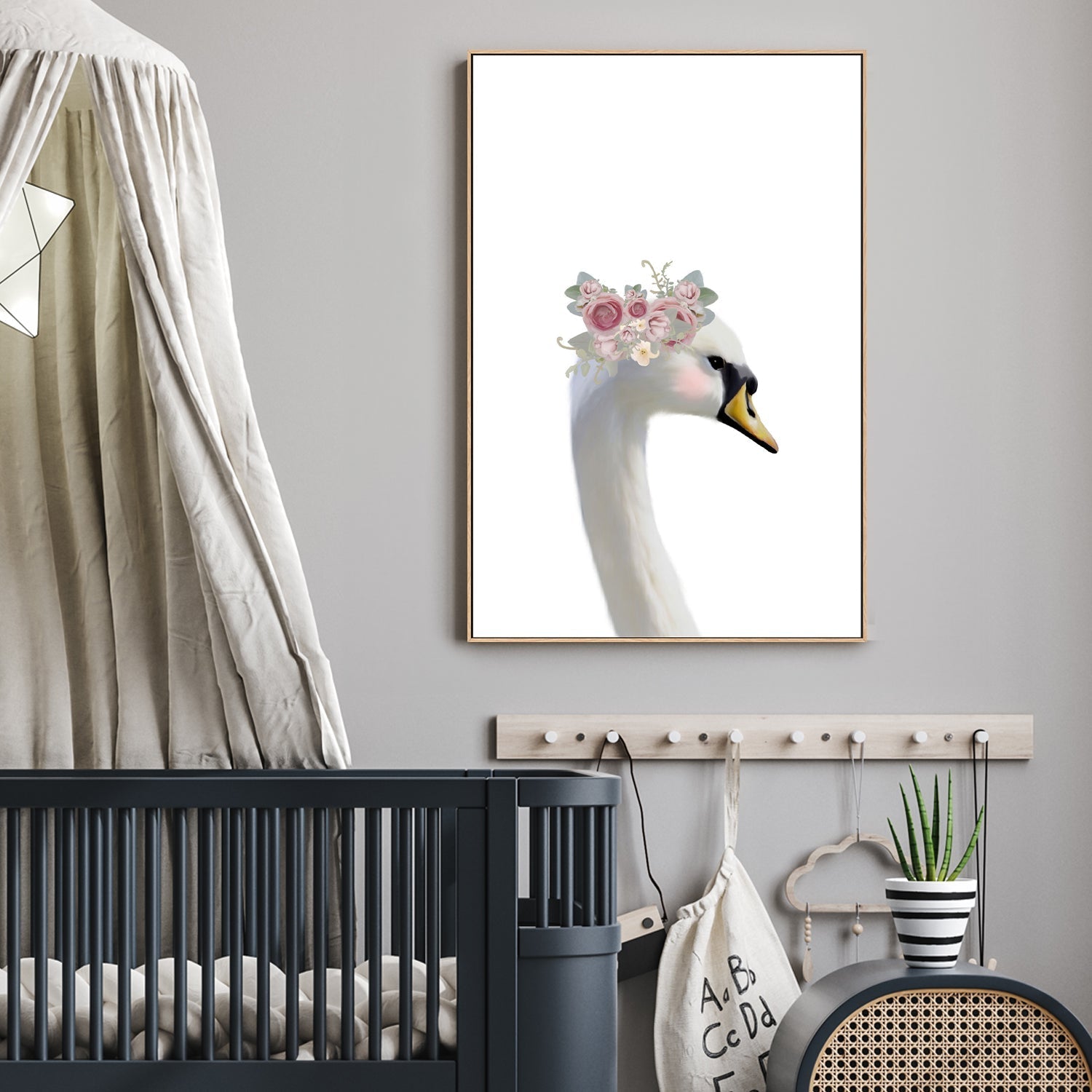 wall-art-print-canvas-poster-framed-Floral Swan , By Leah Straatsma-2