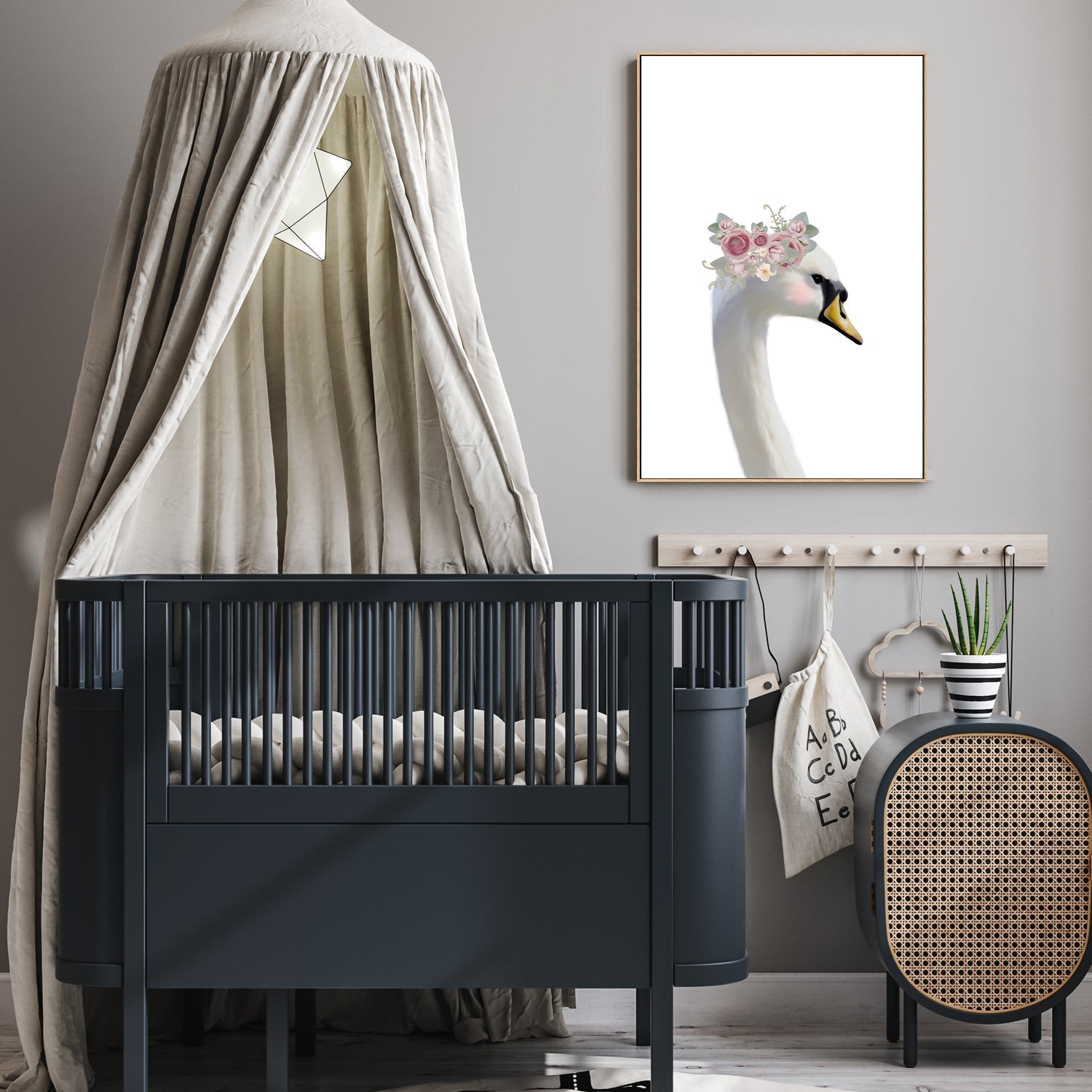 wall-art-print-canvas-poster-framed-Floral Swan , By Leah Straatsma-7