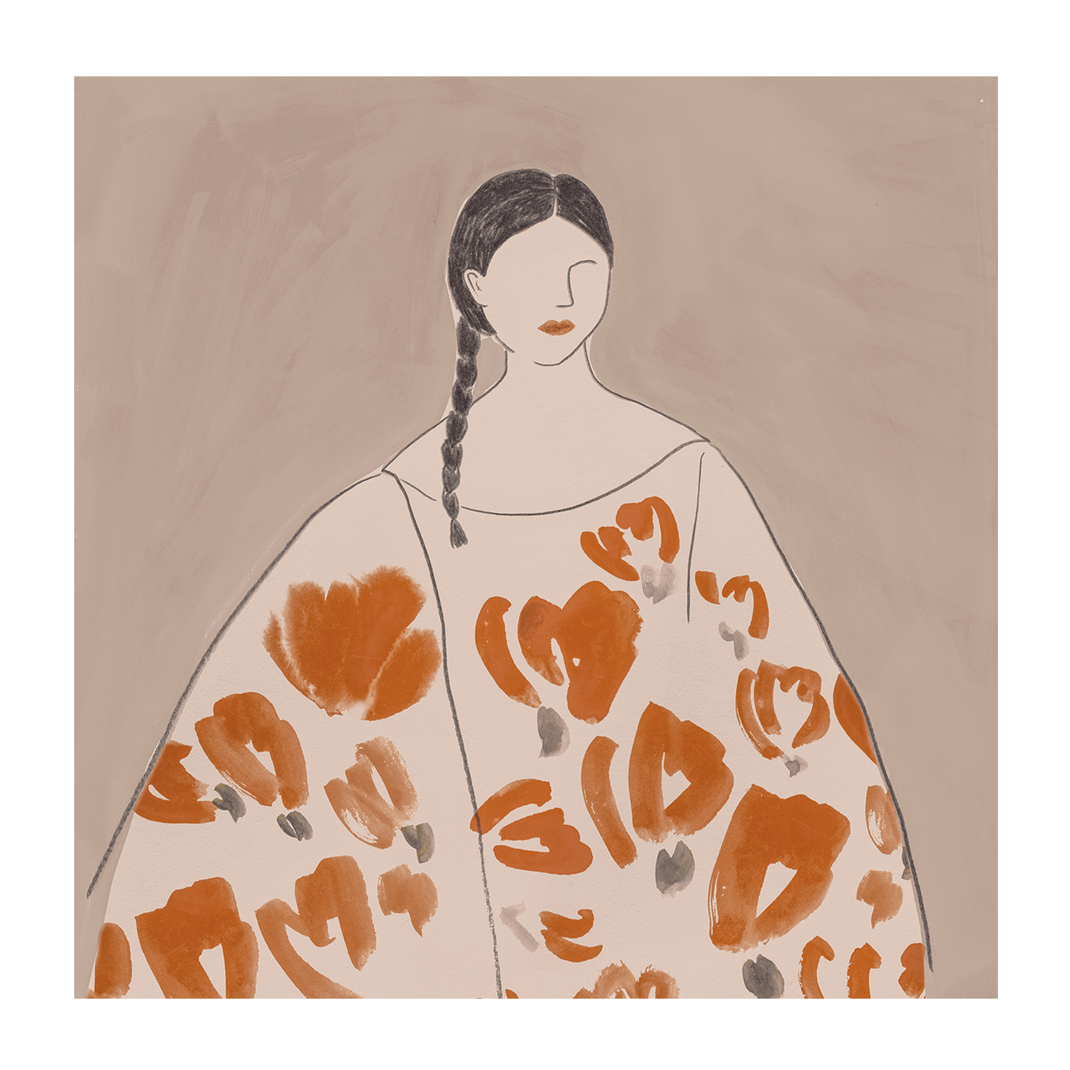 wall-art-print-canvas-poster-framed-Floral Woman, Mocha Tone, Style A , By Lily K-1