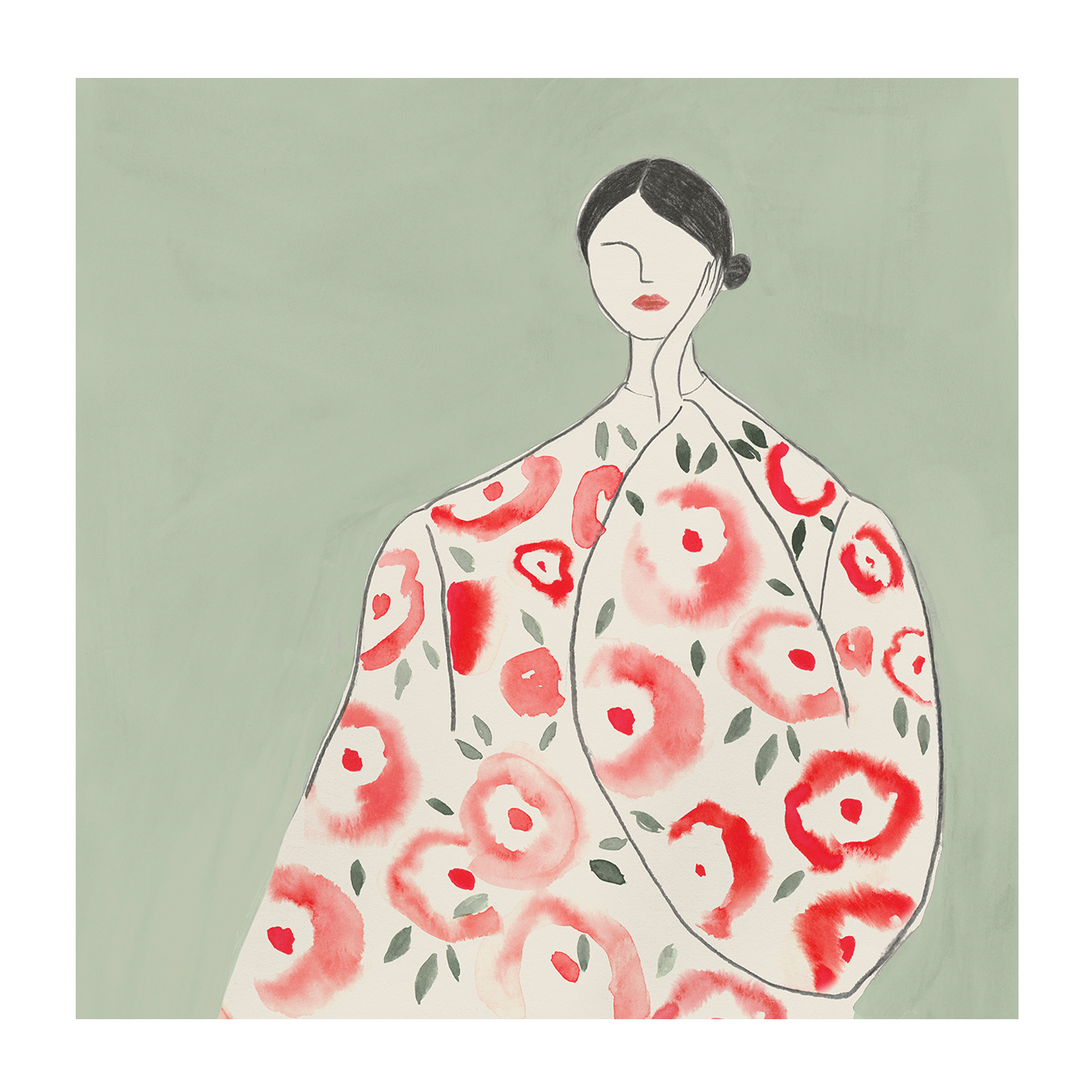 wall-art-print-canvas-poster-framed-Floral Woman, Style A & B, Set Of 2 , By Lily K-9