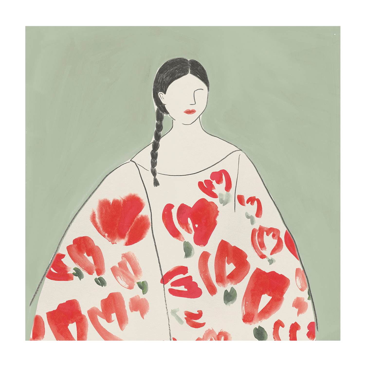 wall-art-print-canvas-poster-framed-Floral Woman, Style A , By Lily K-1