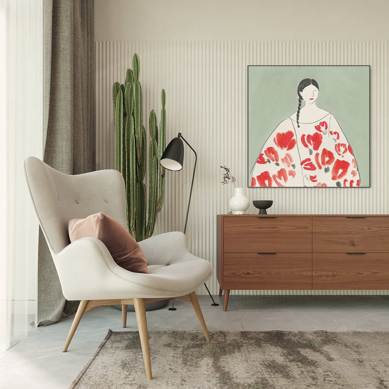 wall-art-print-canvas-poster-framed-Floral Woman, Style A , By Lily K-7