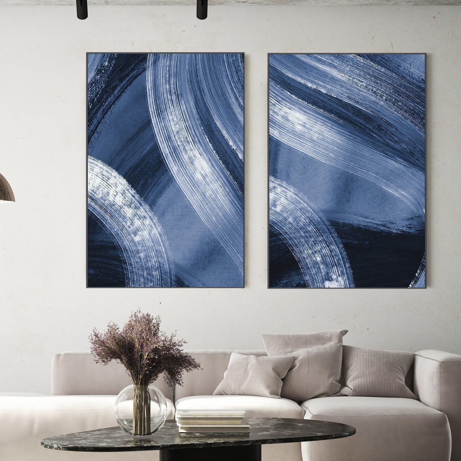 wall-art-print-canvas-poster-framed-Flow States Blue, Style A & B, Set Of 2 , By Danushka Abeygoda-2