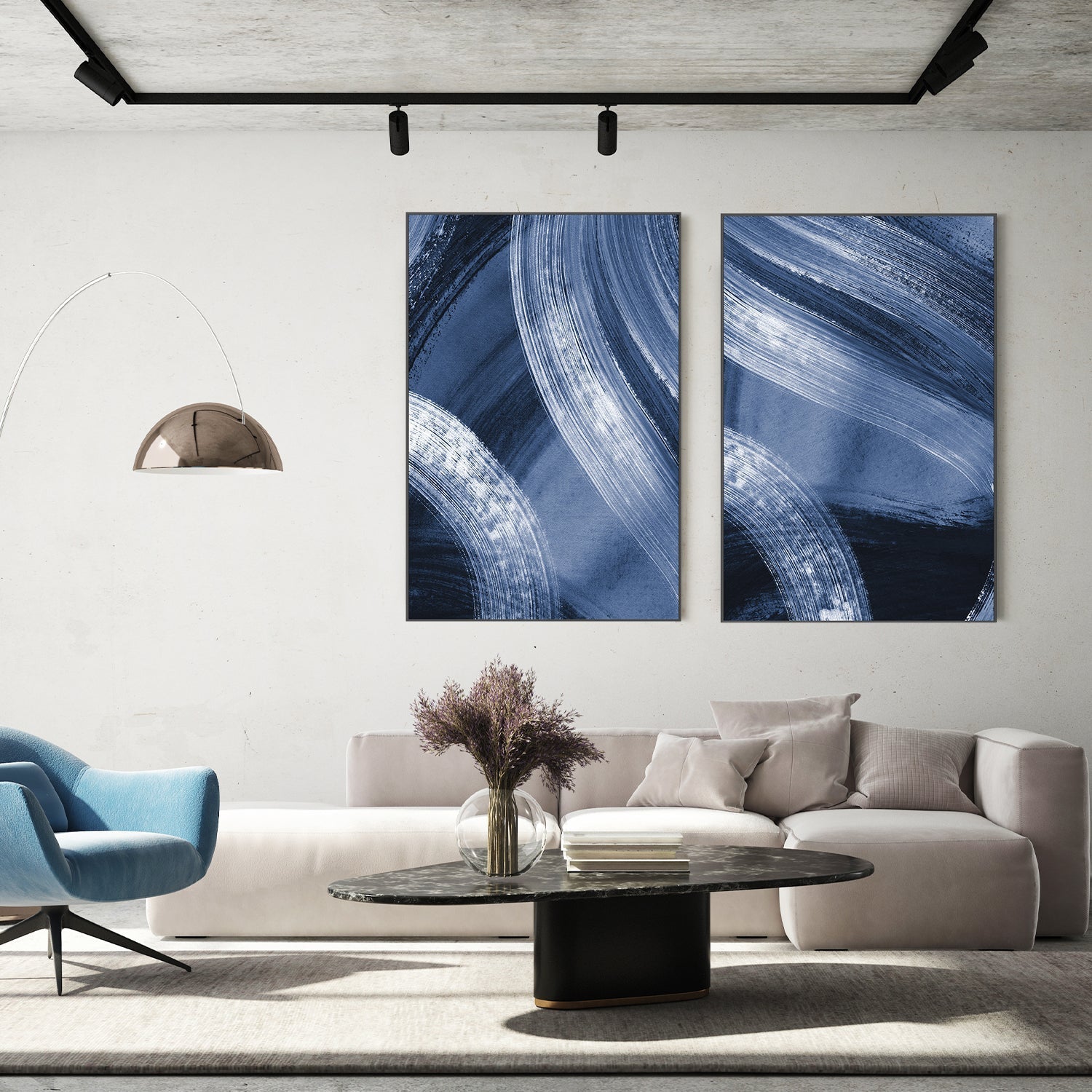 wall-art-print-canvas-poster-framed-Flow States Blue, Style A & B, Set Of 2 , By Danushka Abeygoda-7