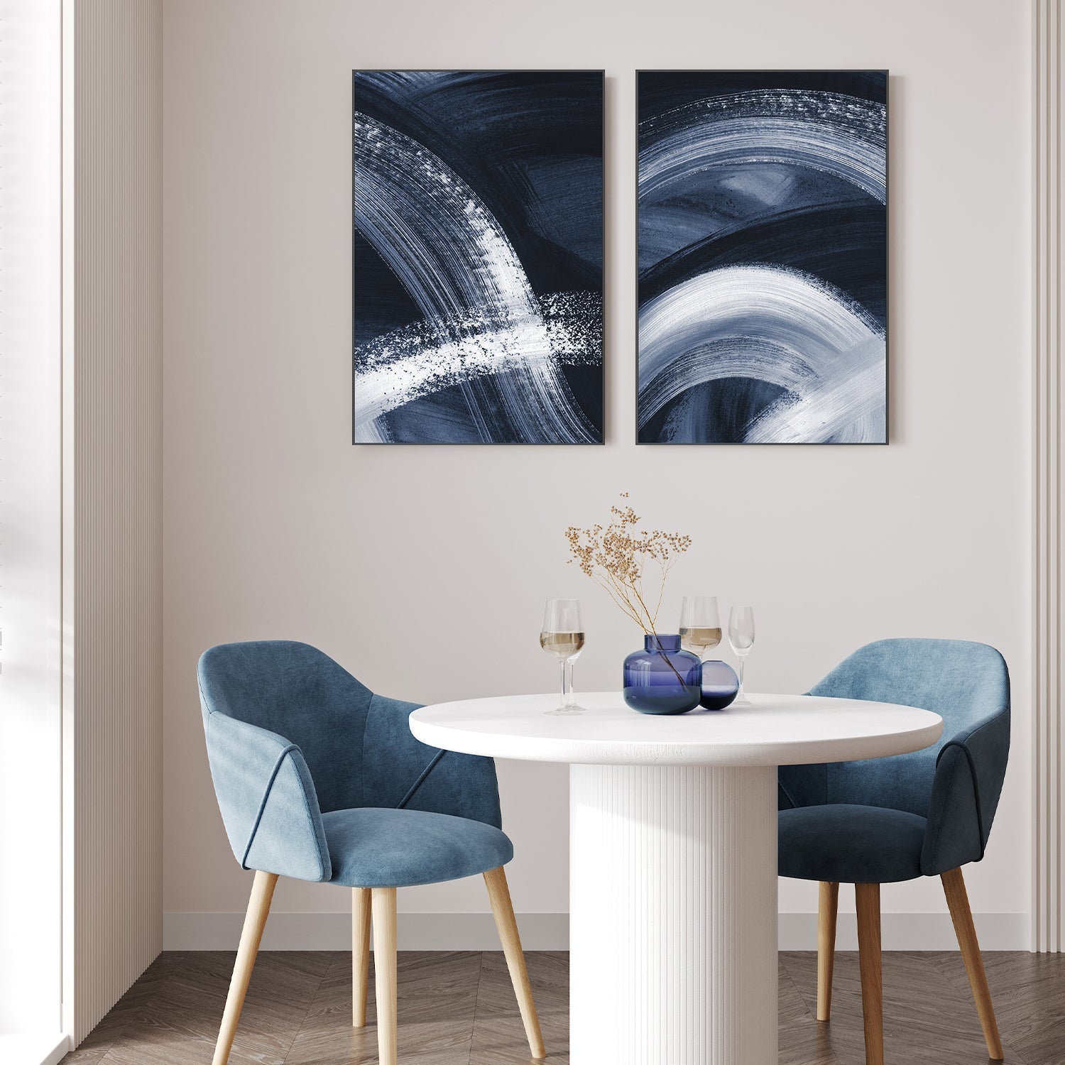 wall-art-print-canvas-poster-framed-Flow States Navy, Style A & B, Set Of 2 , By Danushka Abeygoda-7
