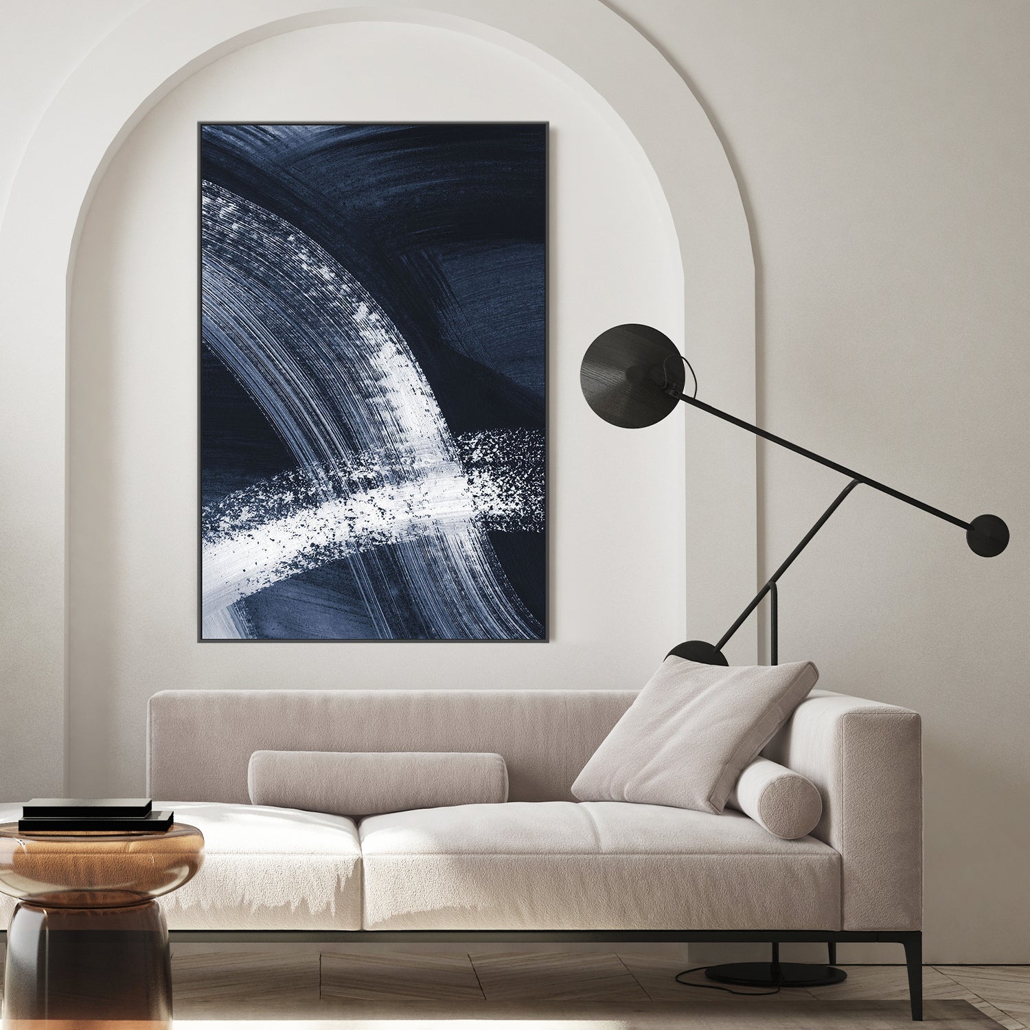 wall-art-print-canvas-poster-framed-Flow States Navy, Style A , By Danushka Abeygoda-2