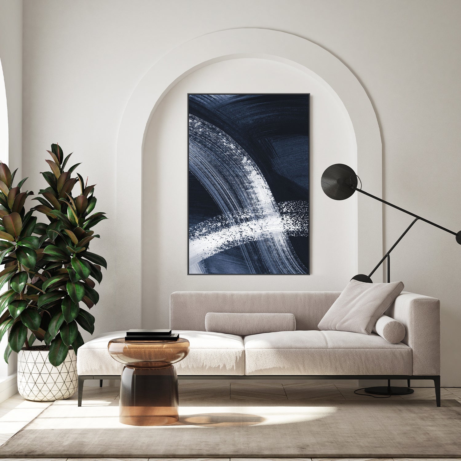 wall-art-print-canvas-poster-framed-Flow States Navy, Style A , By Danushka Abeygoda-7