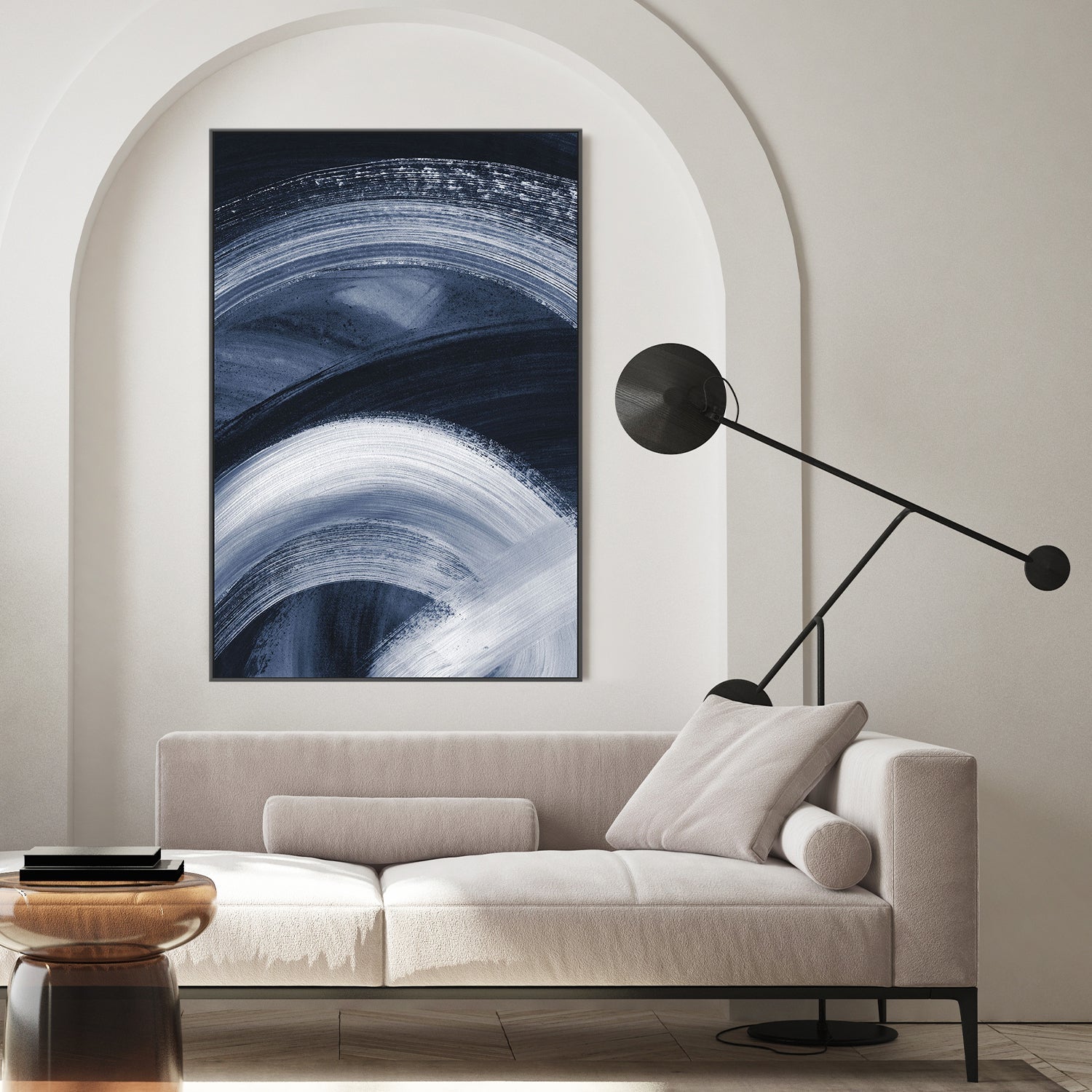 wall-art-print-canvas-poster-framed-Flow States Navy, Style B , By Danushka Abeygoda-2