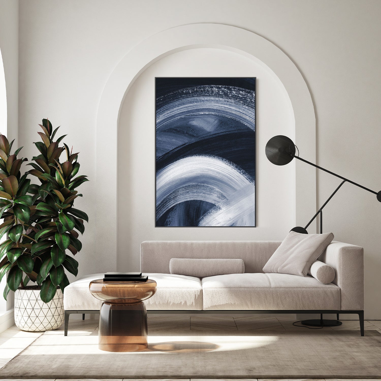 wall-art-print-canvas-poster-framed-Flow States Navy, Style B , By Danushka Abeygoda-7