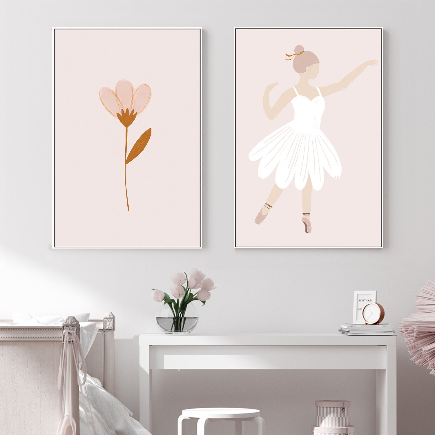 wall-art-print-canvas-poster-framed-Flower and the ballerina, Set Of 2 , By Menina Lisboa-2