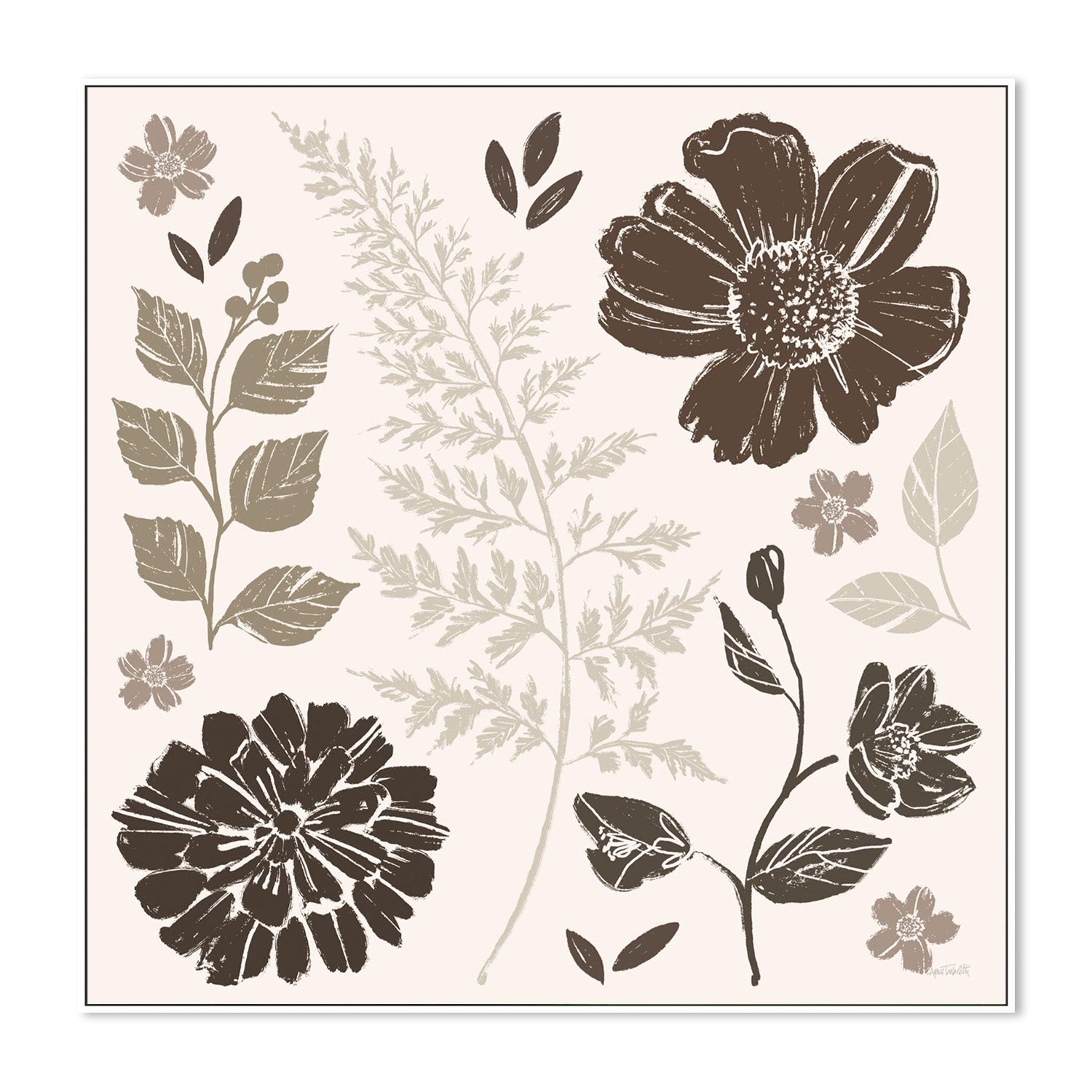 wall-art-print-canvas-poster-framed-Flower Feast, Style B, Brown-5