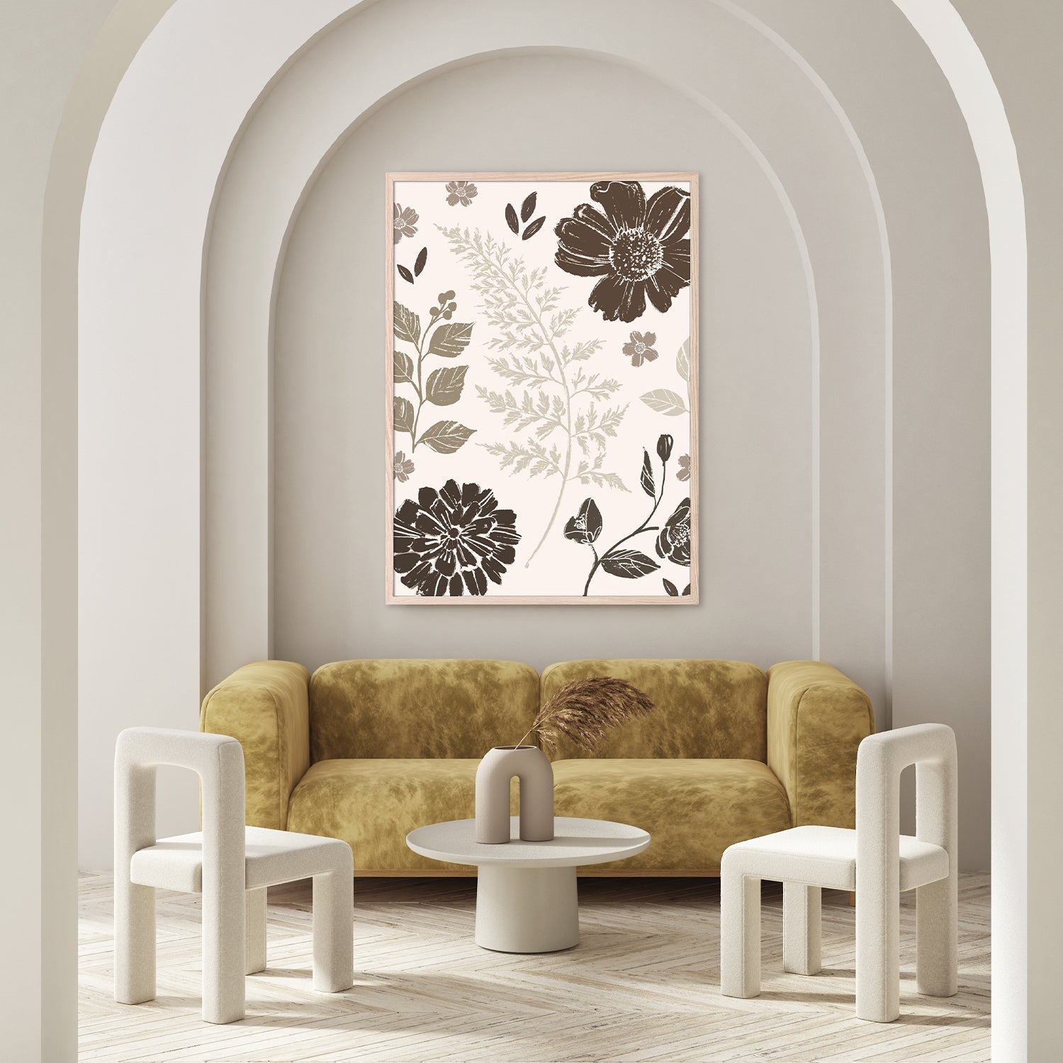 wall-art-print-canvas-poster-framed-Flower Feast , Style B, Brown v2-8