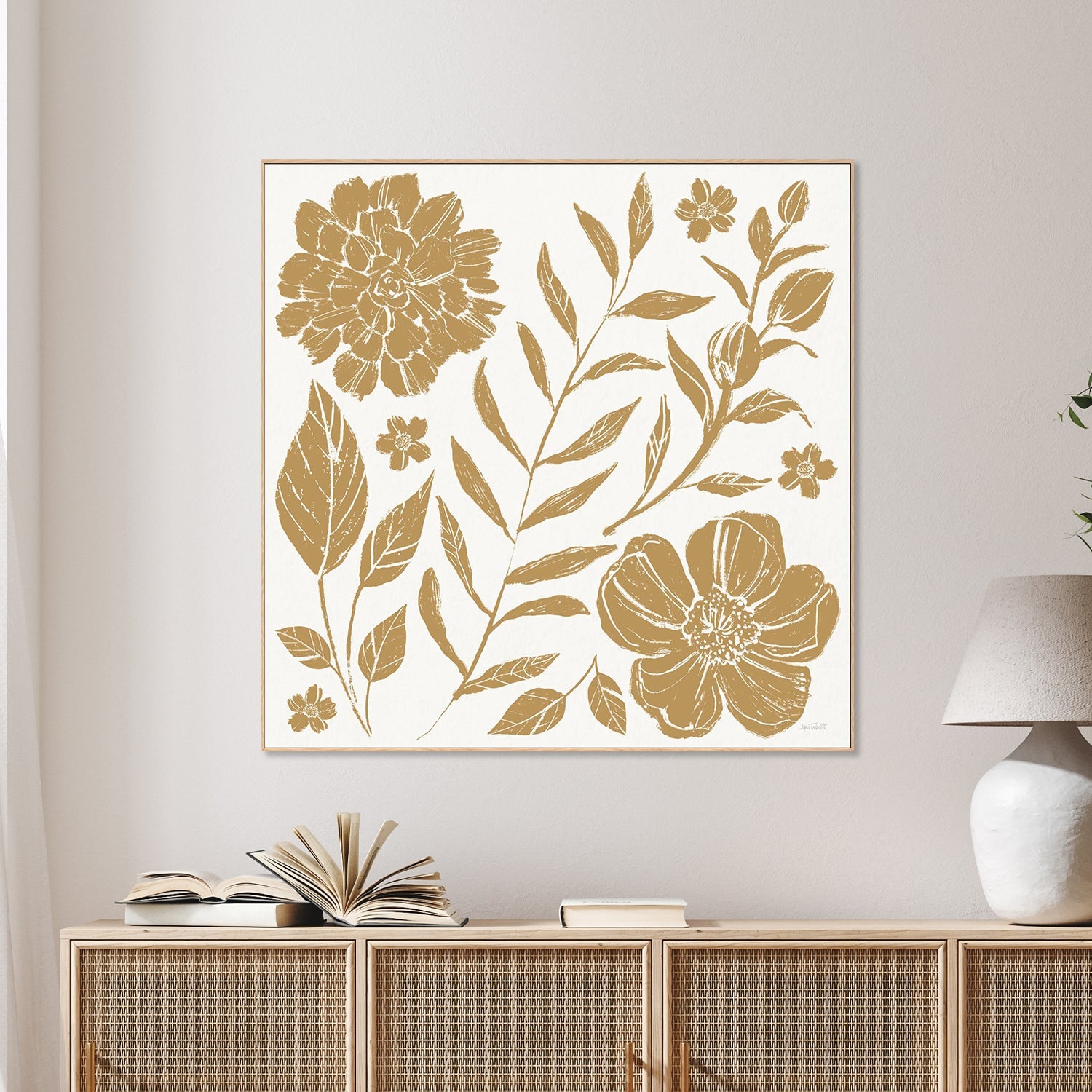 wall-art-print-canvas-poster-framed-Flower Fest, Style A, Mono-2