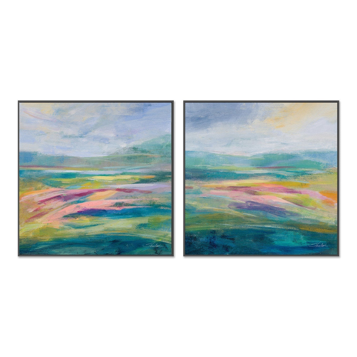 wall-art-print-canvas-poster-framed-Flower Hill, Set of 2-by-Silvia Vassileva-Gioia Wall Art