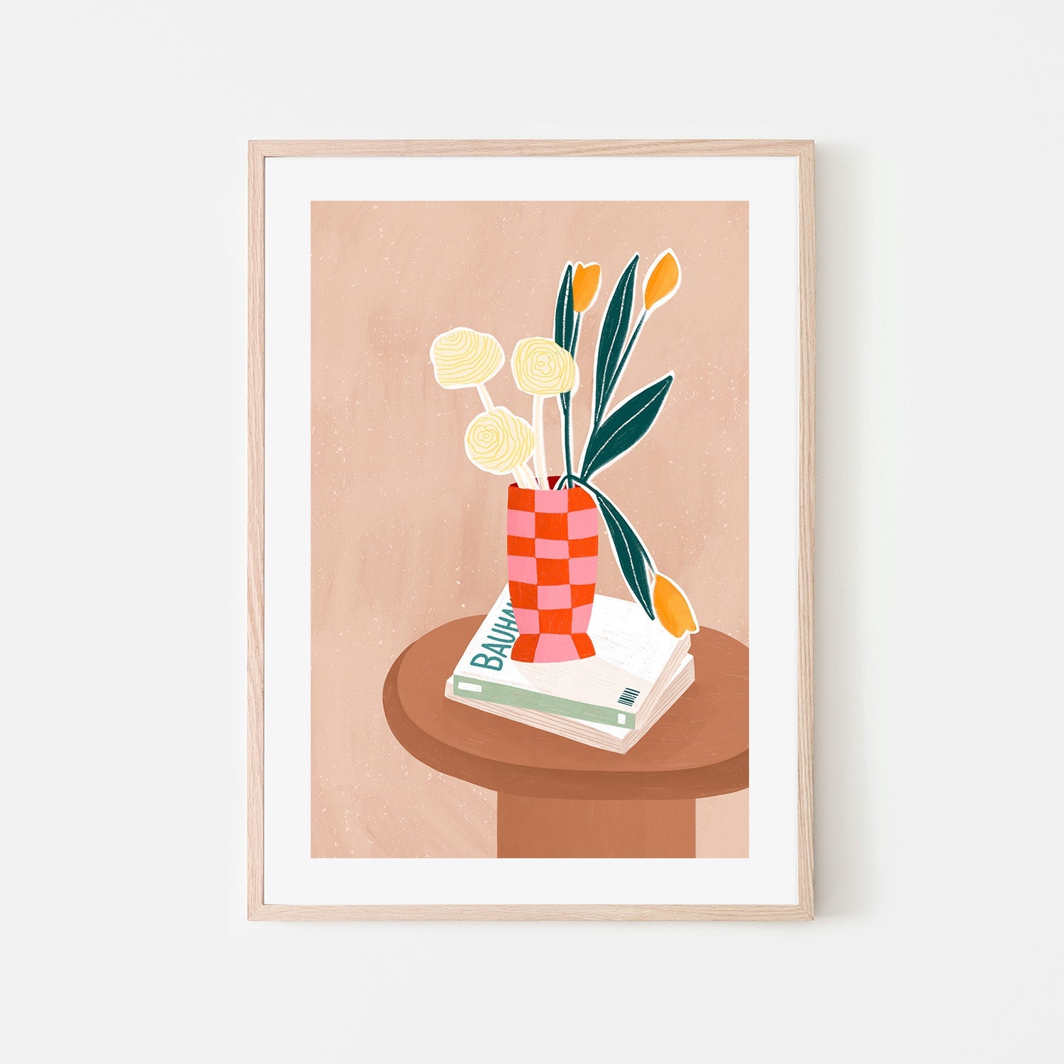 wall-art-print-canvas-poster-framed-Flower With a Checkered Red Vase-6