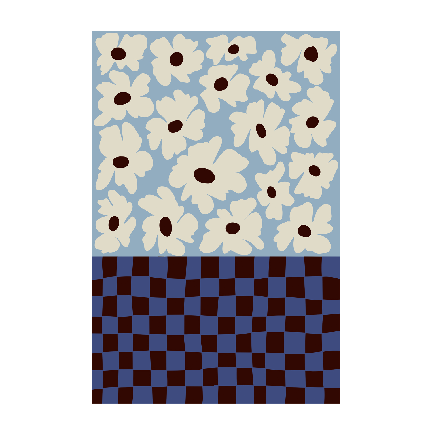 wall-art-print-canvas-poster-framed-Flowers Checkerboard , By Miho Art Studio-1