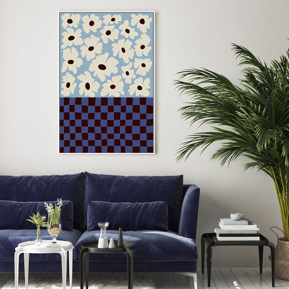 wall-art-print-canvas-poster-framed-Flowers Checkerboard , By Miho Art Studio-2