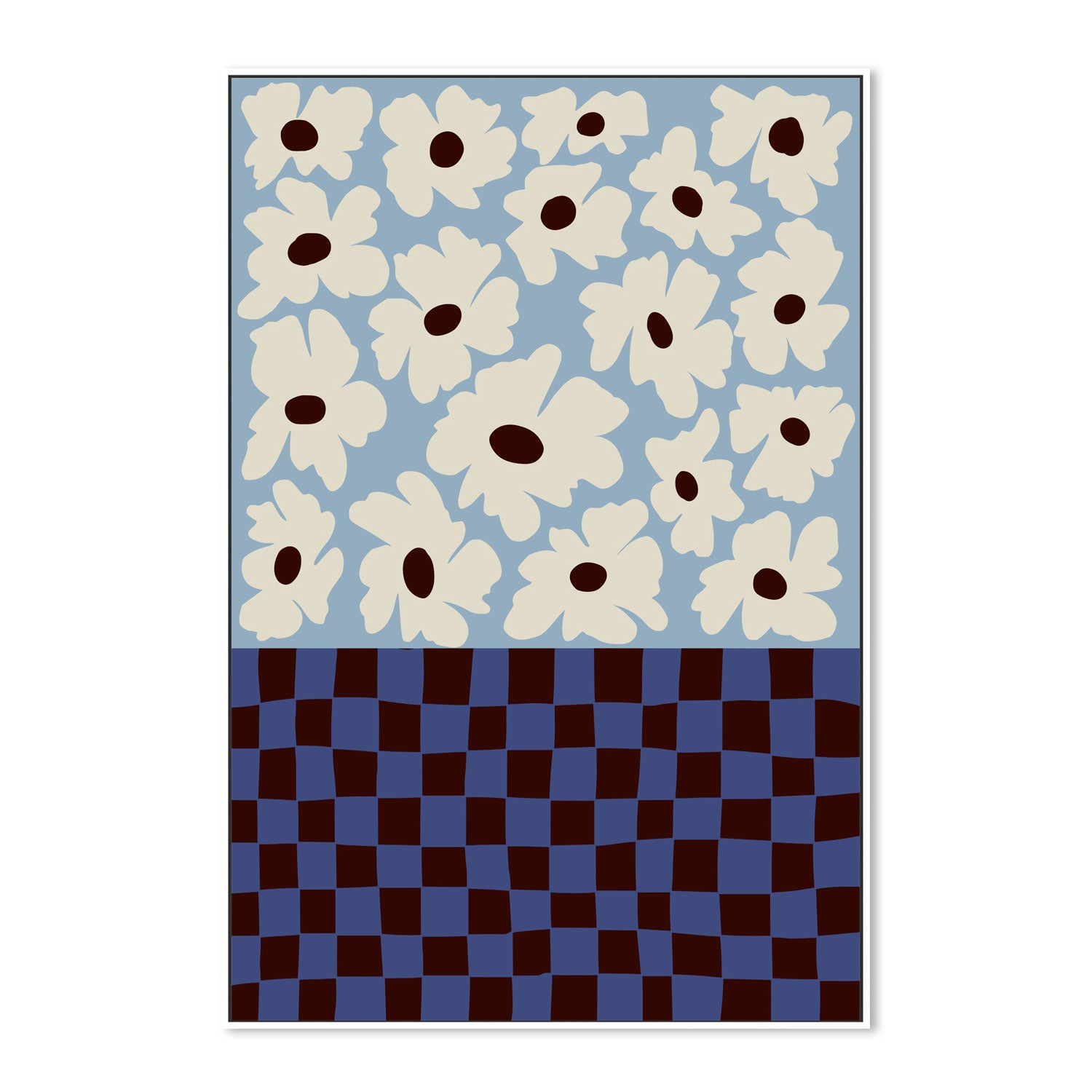 wall-art-print-canvas-poster-framed-Flowers Checkerboard , By Miho Art Studio-5
