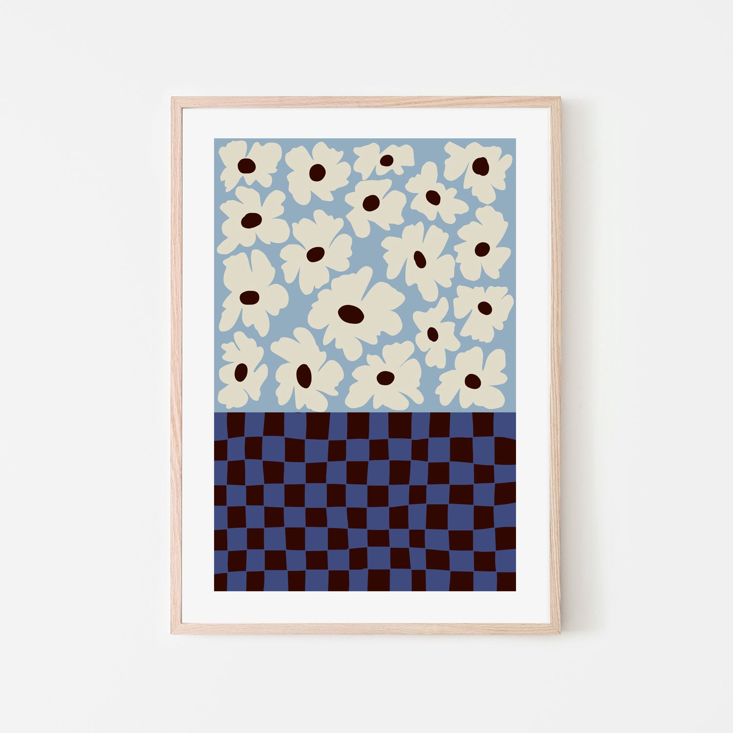 wall-art-print-canvas-poster-framed-Flowers Checkerboard , By Miho Art Studio-6