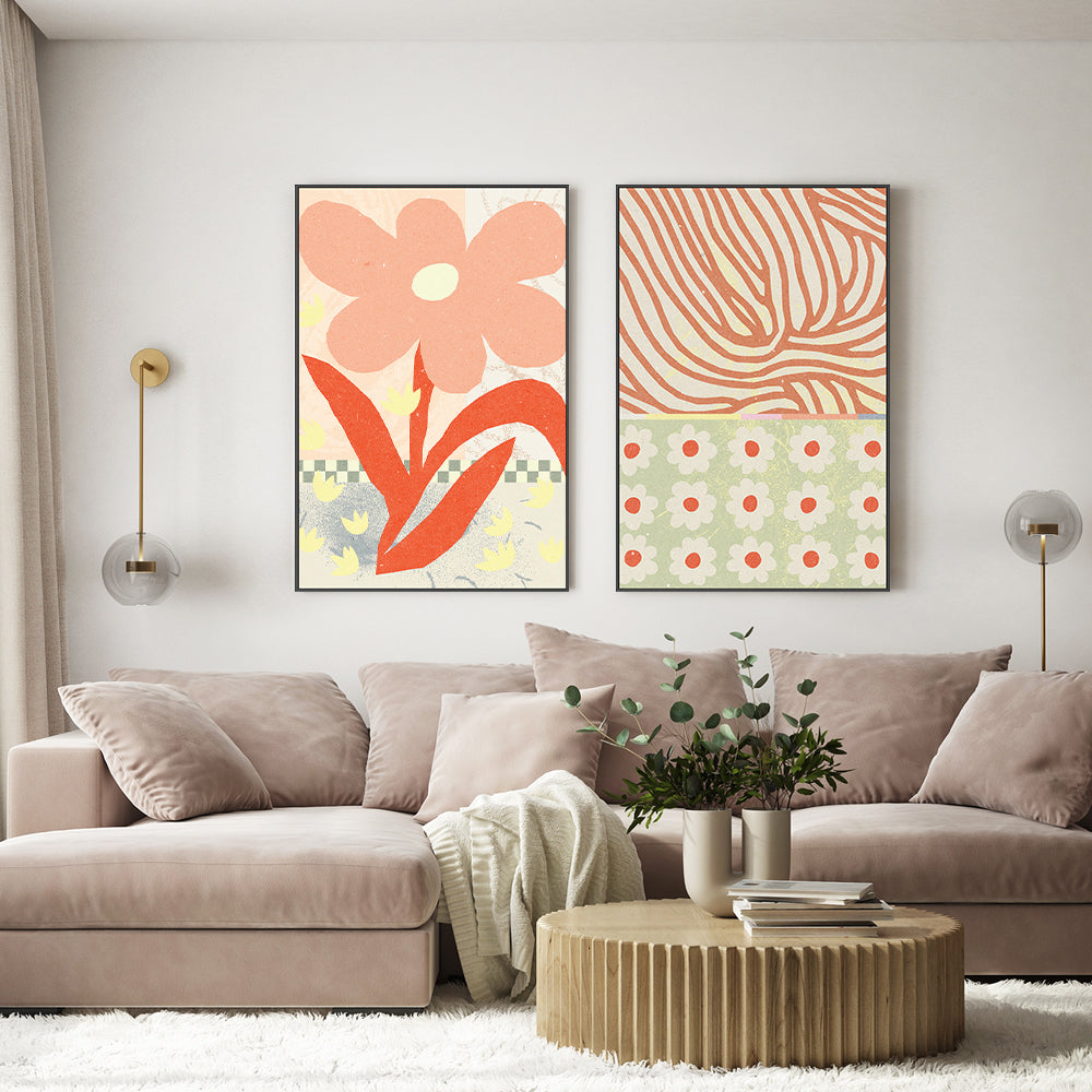 wall-art-print-canvas-poster-framed-Flowers Composition,Set of 2-2