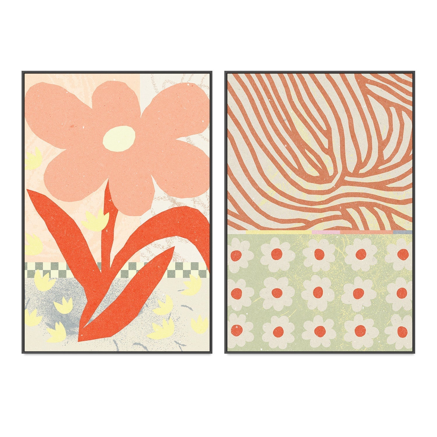 wall-art-print-canvas-poster-framed-Flowers Composition,Set of 2-3