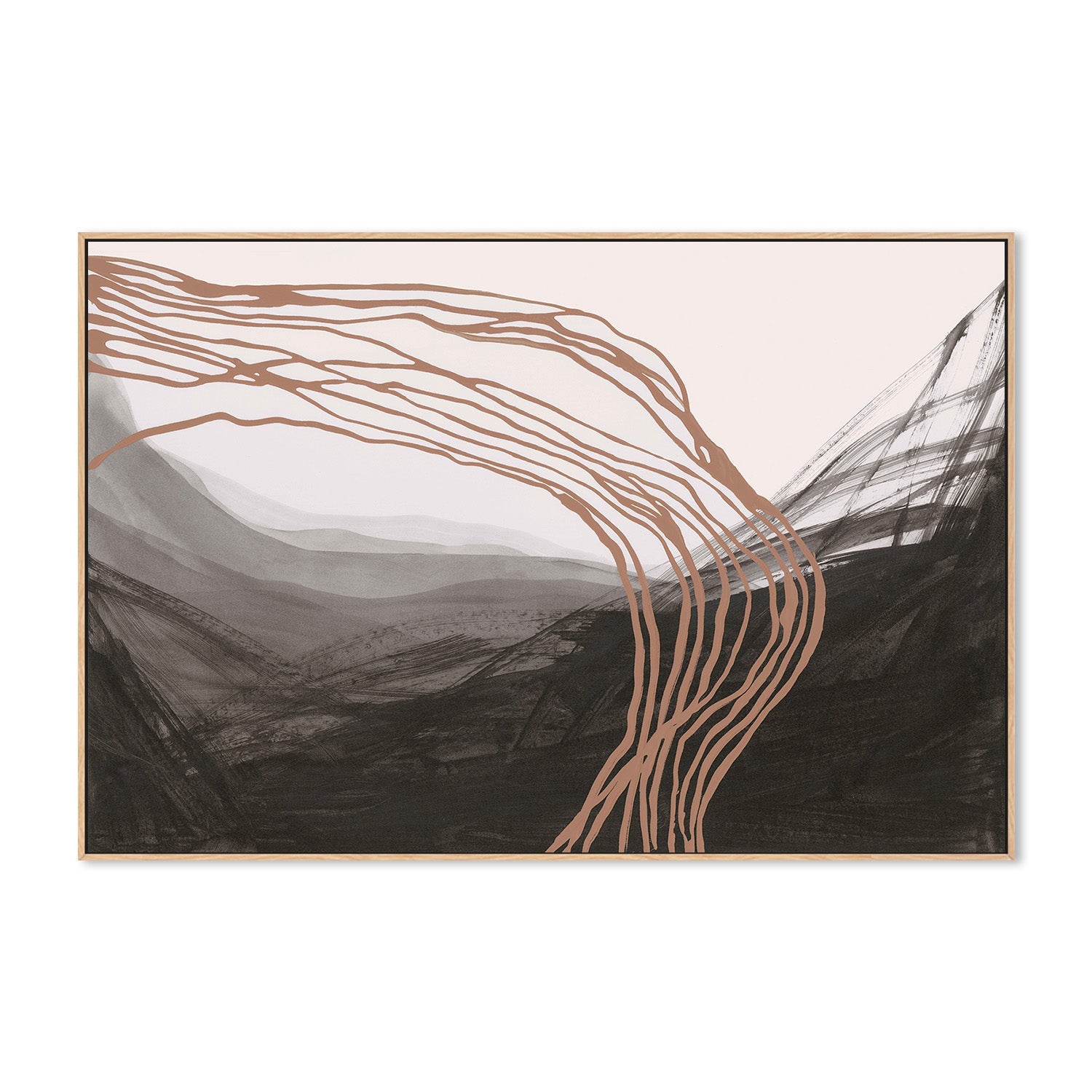 wall-art-print-canvas-poster-framed-Flowing Lines Over Dark Landscape-4