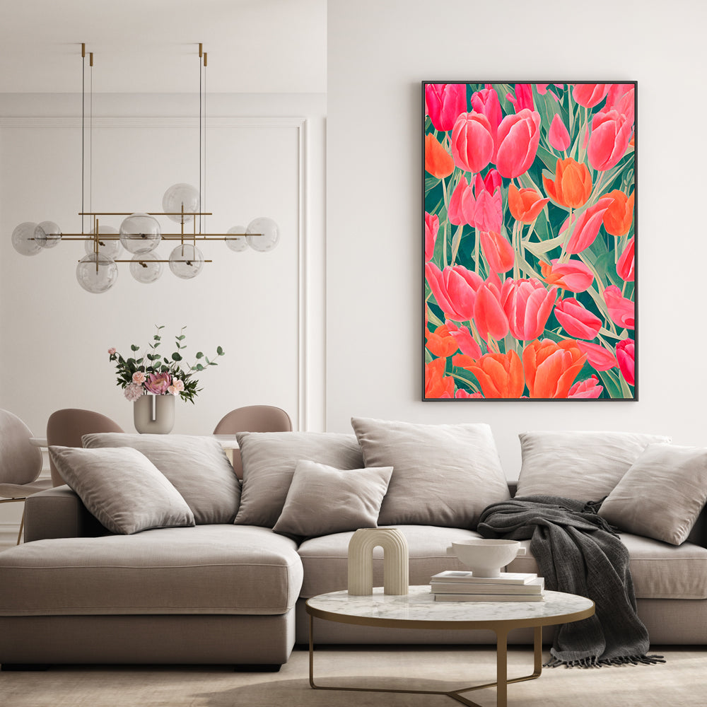wall-art-print-canvas-poster-framed-Fluro Pink Tulips , By Treechild-GIOIA-WALL-ART