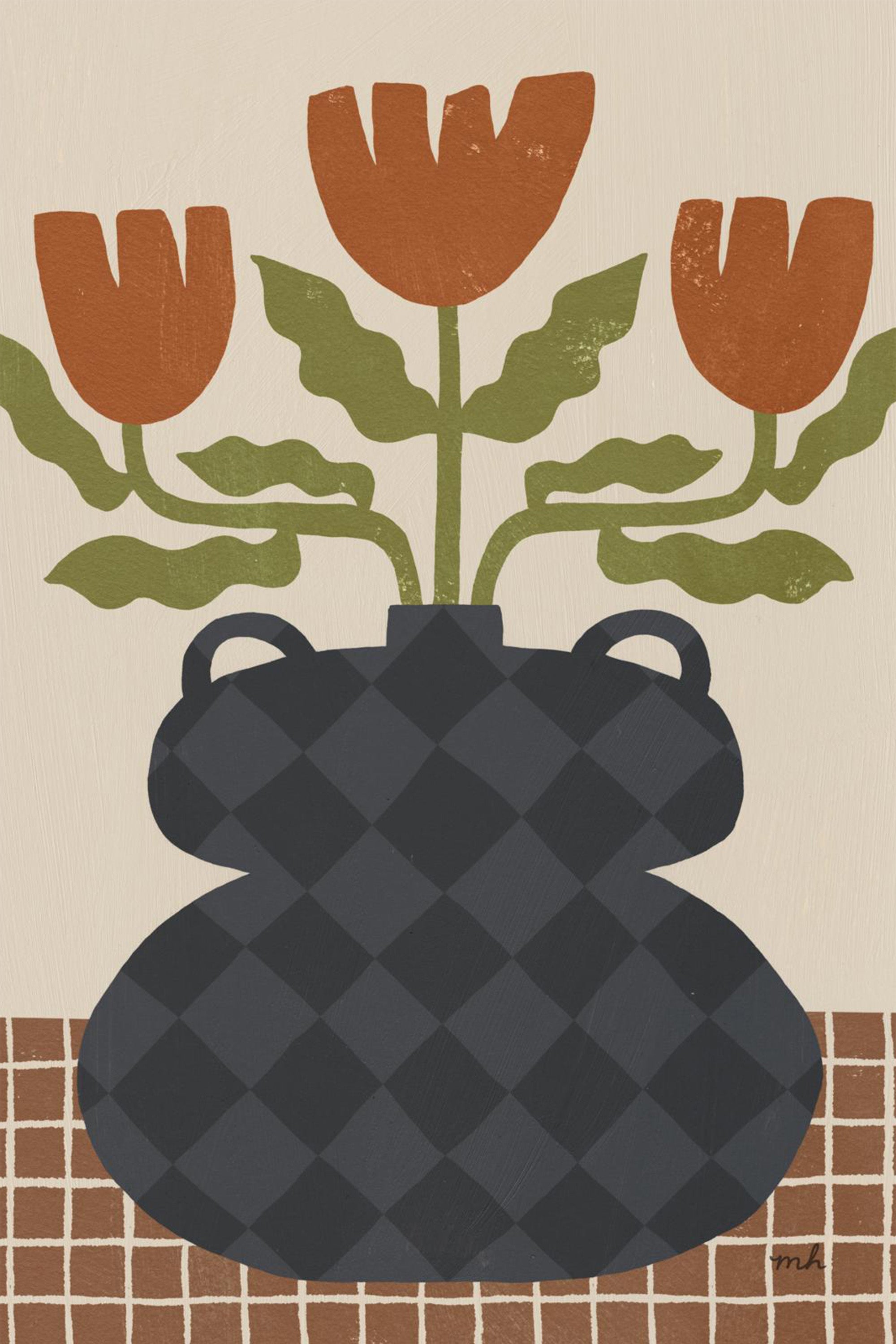 wall-art-print-canvas-poster-framed-Folk Floral, Style A-1