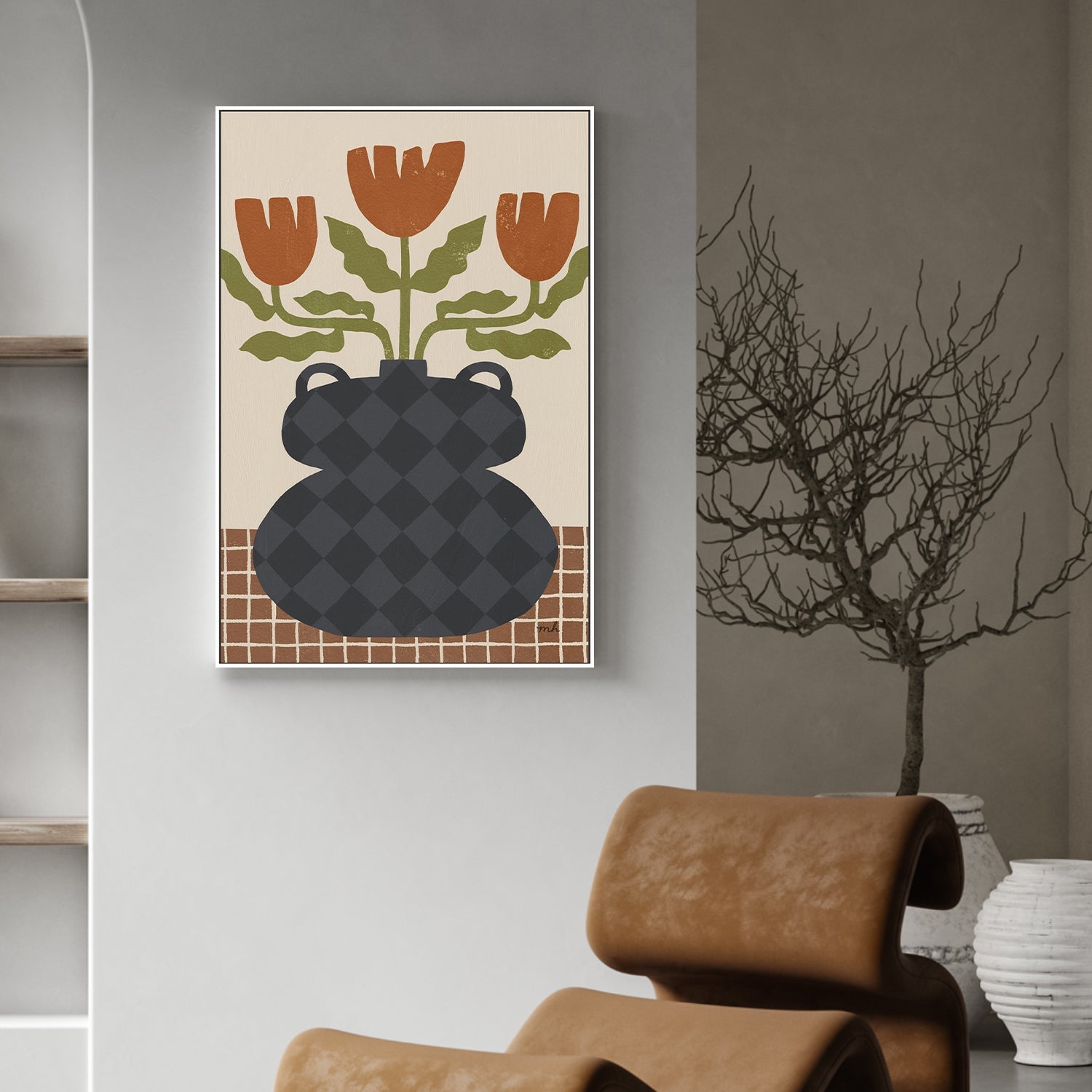 wall-art-print-canvas-poster-framed-Folk Floral, Style A-2
