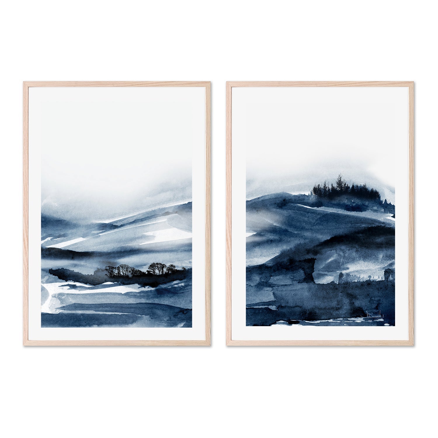 wall-art-print-canvas-poster-framed-Forest Blue, Style A & B, Set Of 2 , By Dan Hobday-GIOIA-WALL-ART